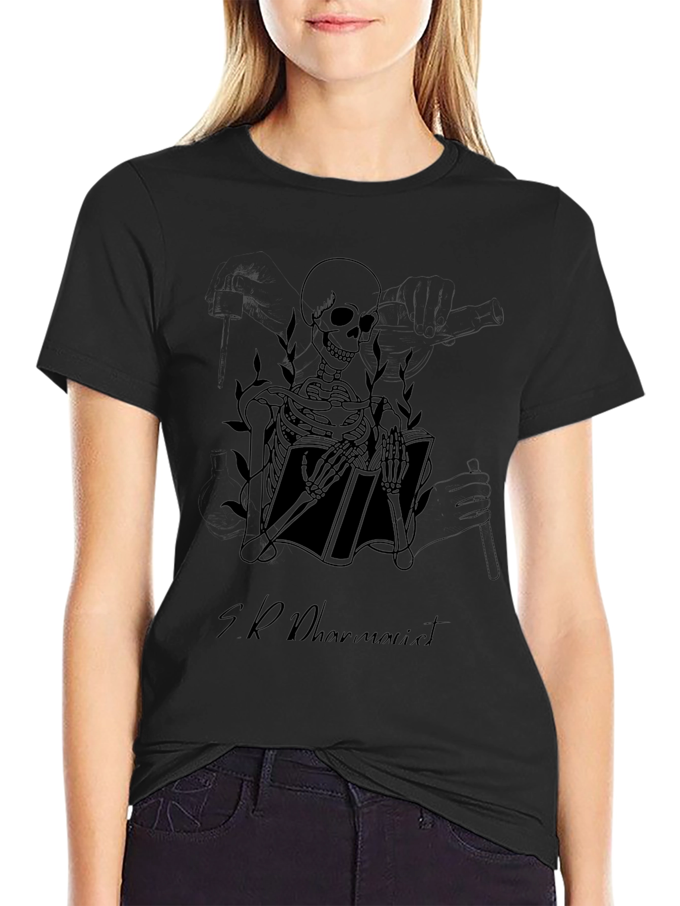 Skeleton Book Reader T-Shirt - Dark Humor Tee
