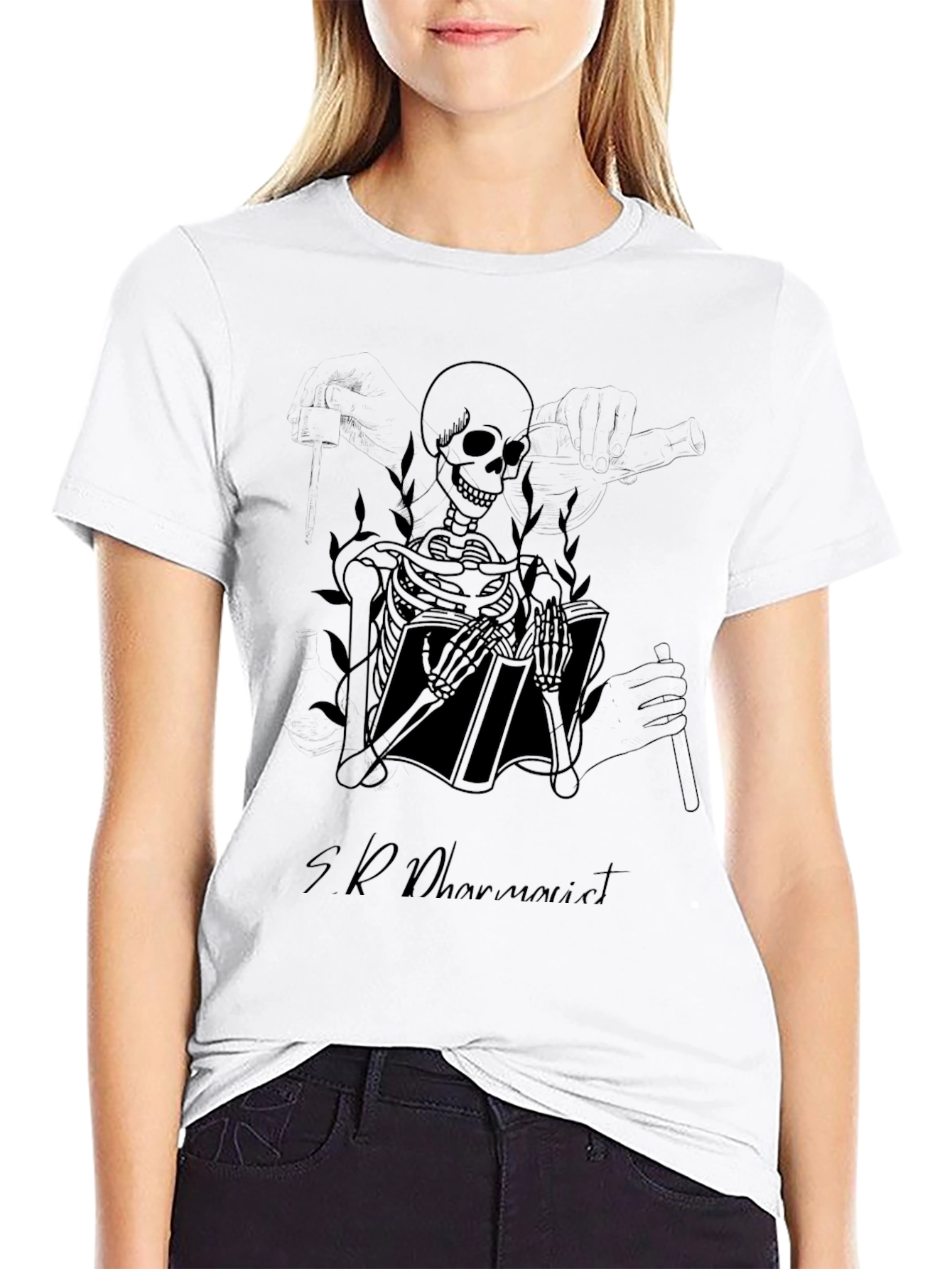 Skeleton Book Reader T-Shirt - Dark Humor Tee