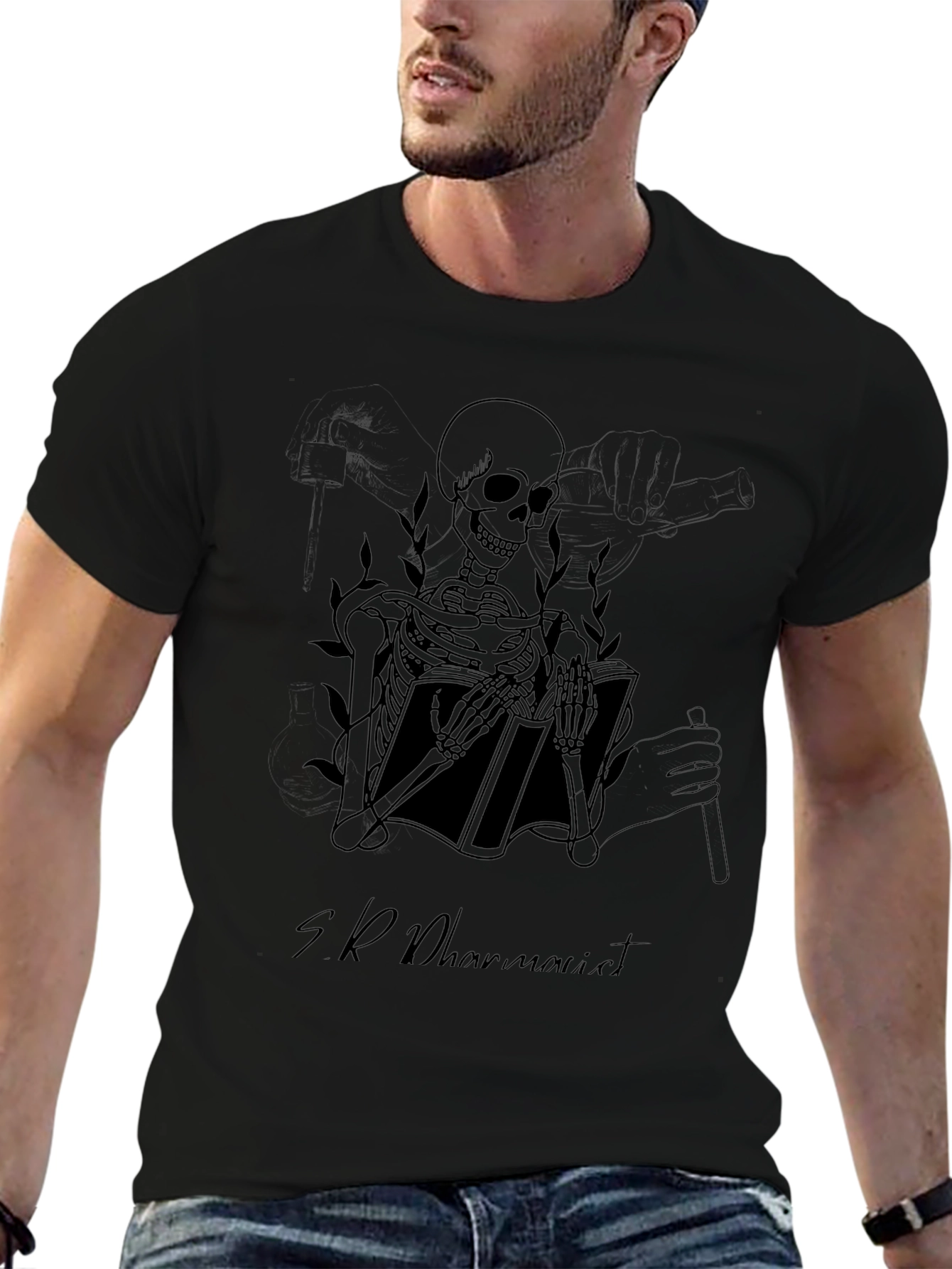 Skeleton Book Reader T-Shirt - Dark Humor Tee