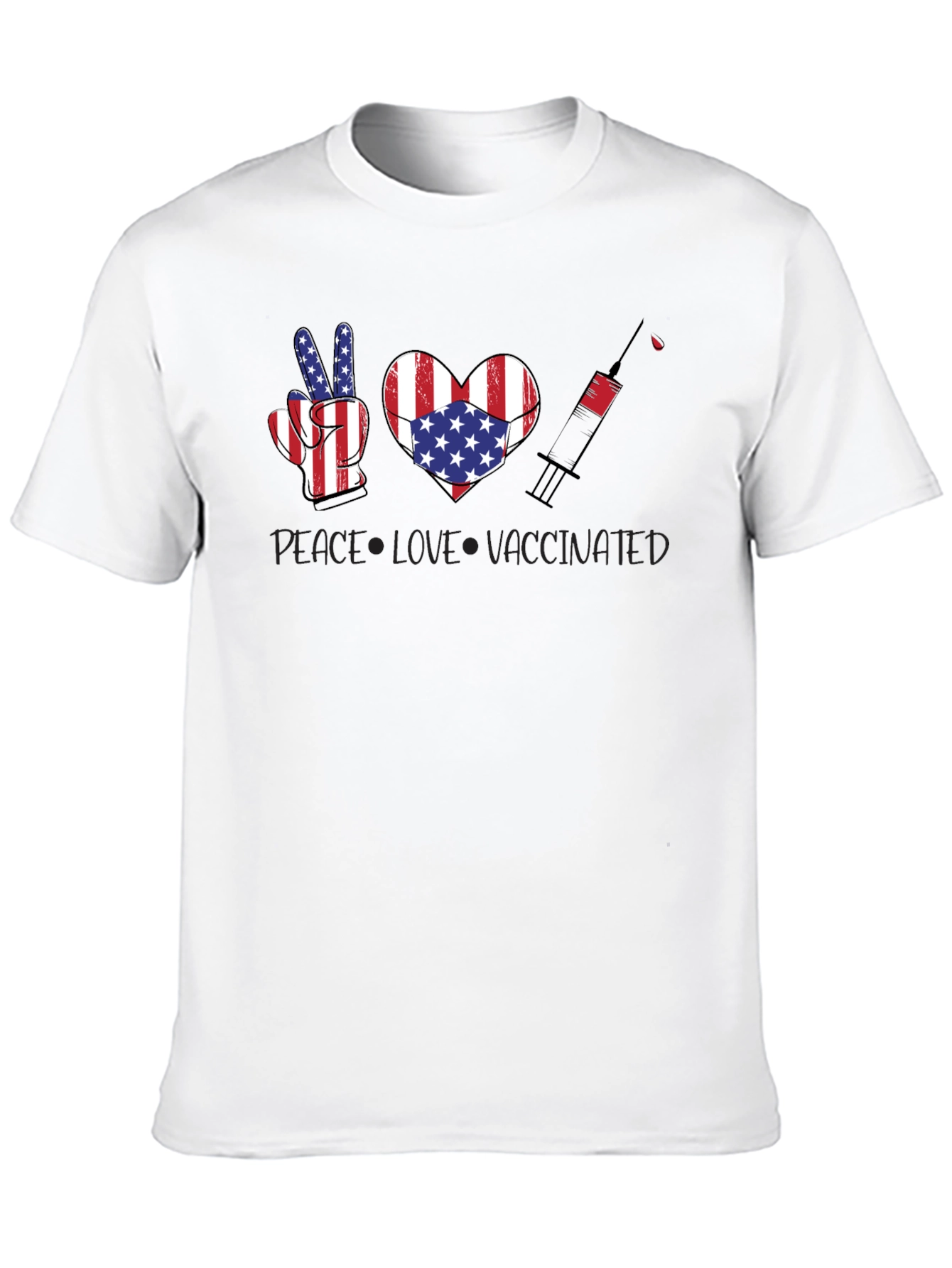 Peace Love Vaccinated USA Flag T-Shirt