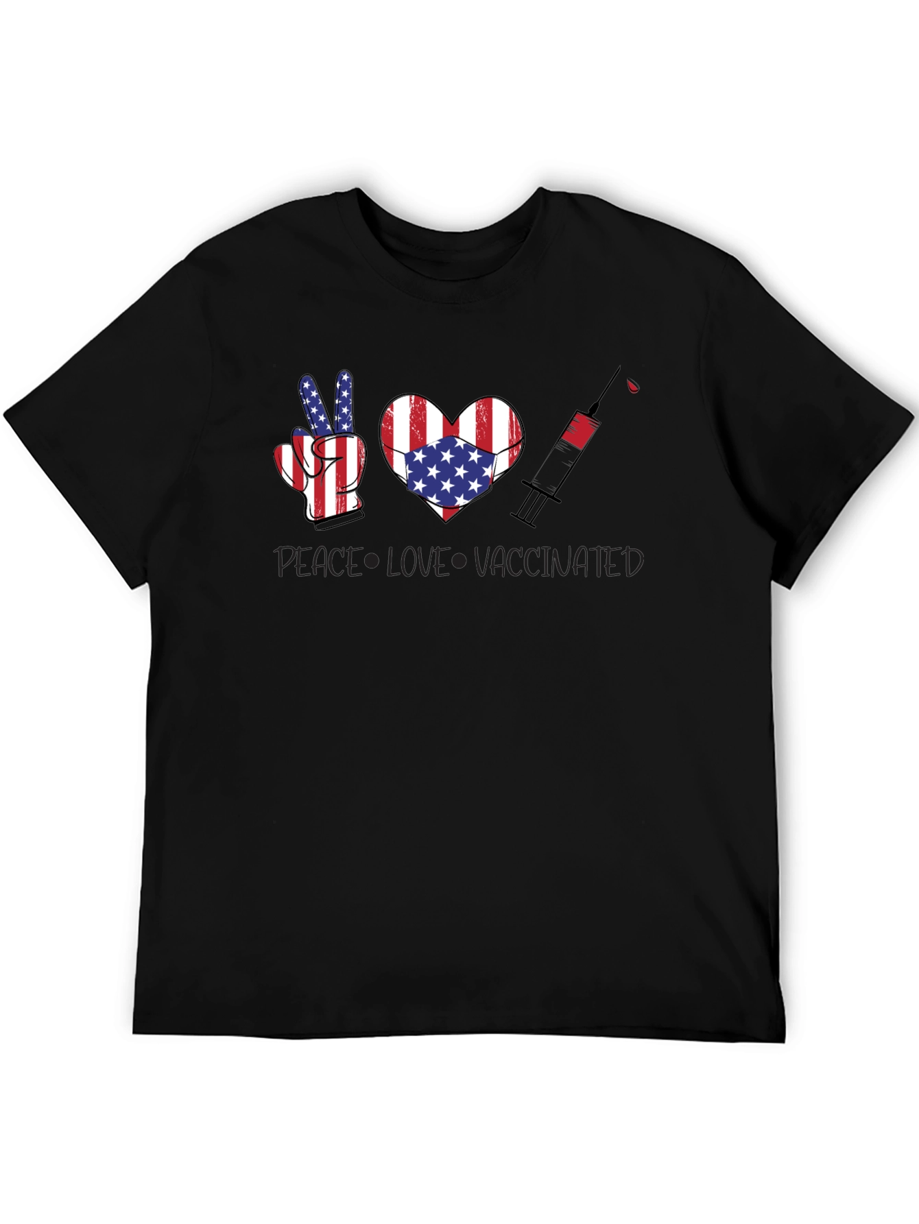 Peace Love Vaccinated USA Flag T-Shirt
