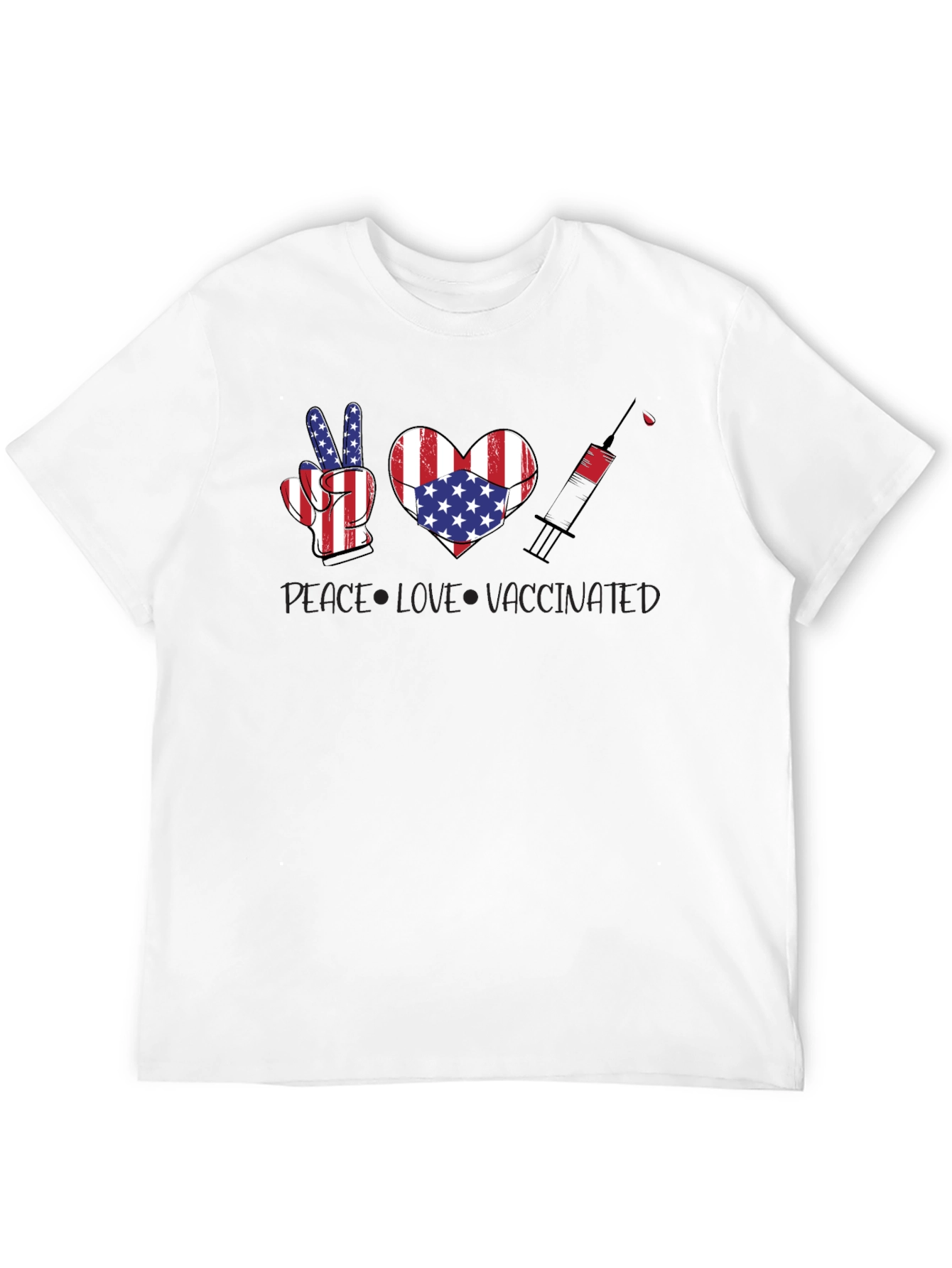 Peace Love Vaccinated USA Flag T-Shirt