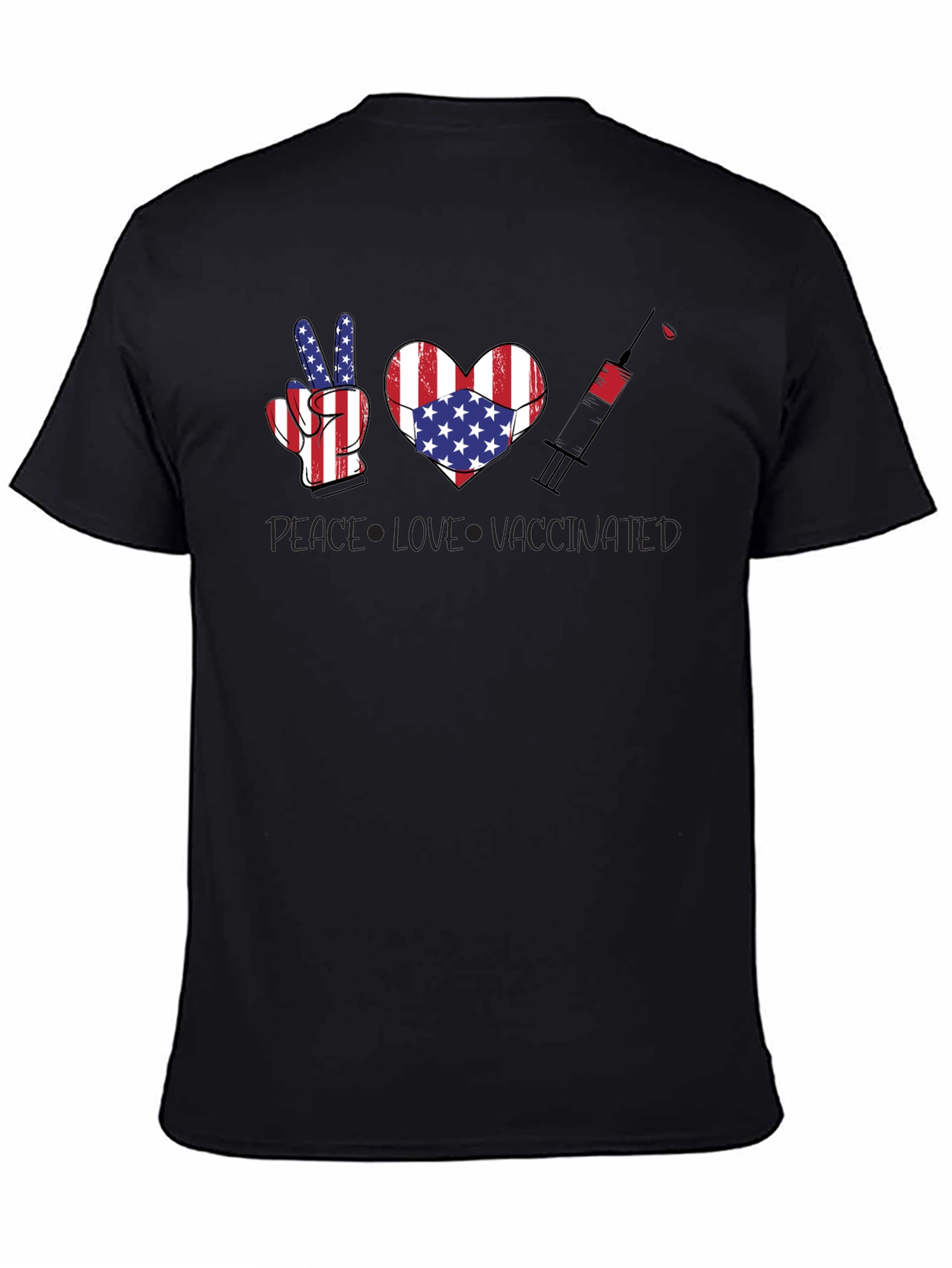 Peace Love Vaccinated USA Flag T-Shirt
