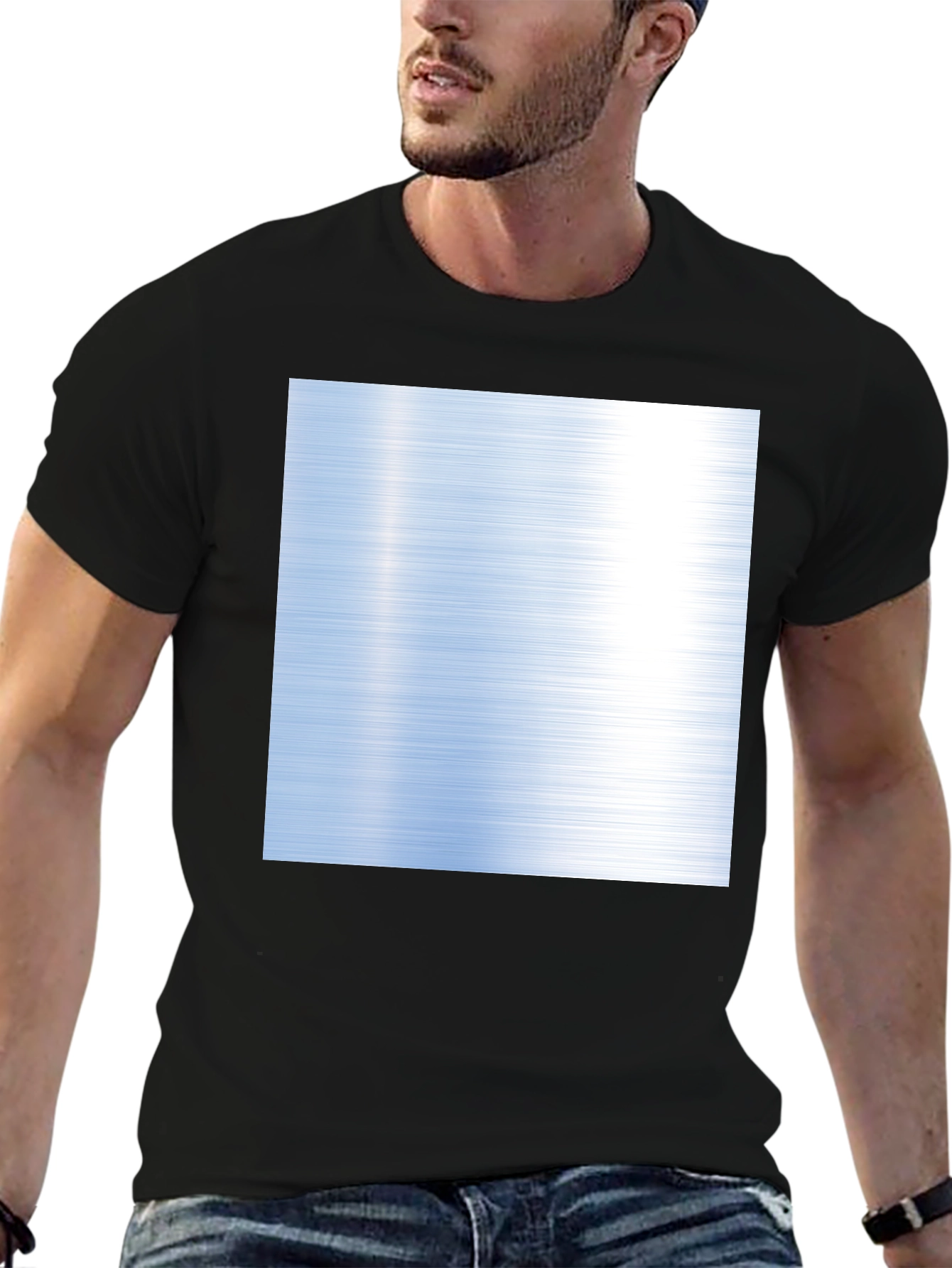 Modern Brushed Steel Graphic Tee - Black