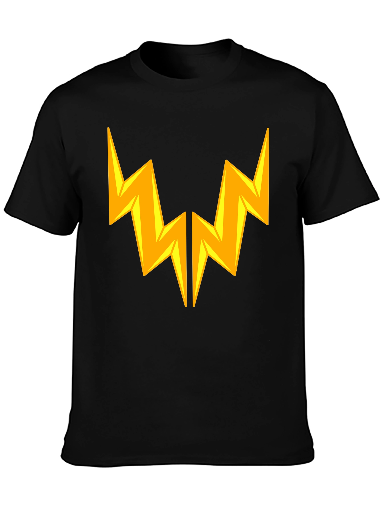 Lightning Bolt Graphic Tee - Bold Black Cotton T-Shirt