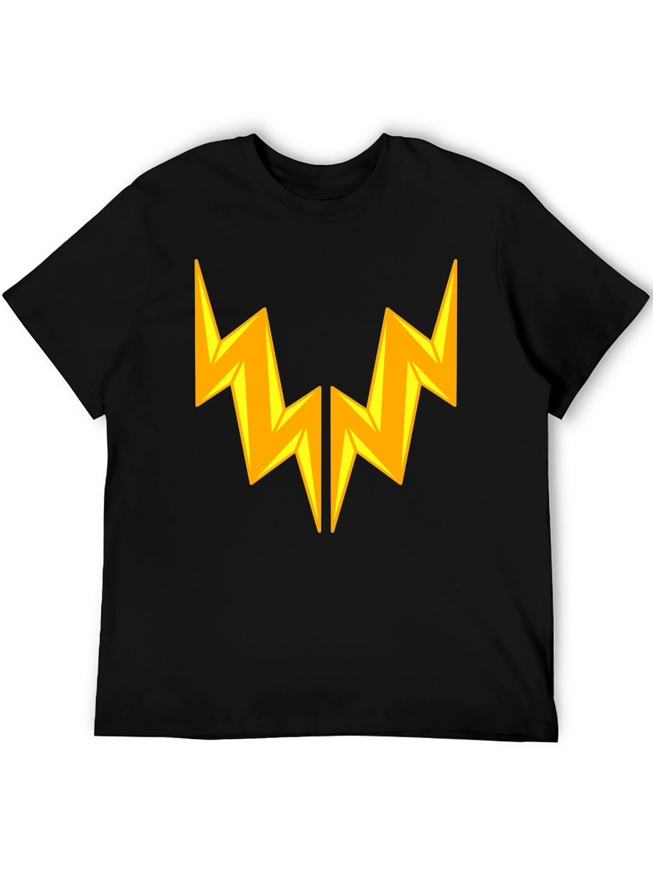 Lightning Bolt Graphic Tee - Bold Black Cotton T-Shirt