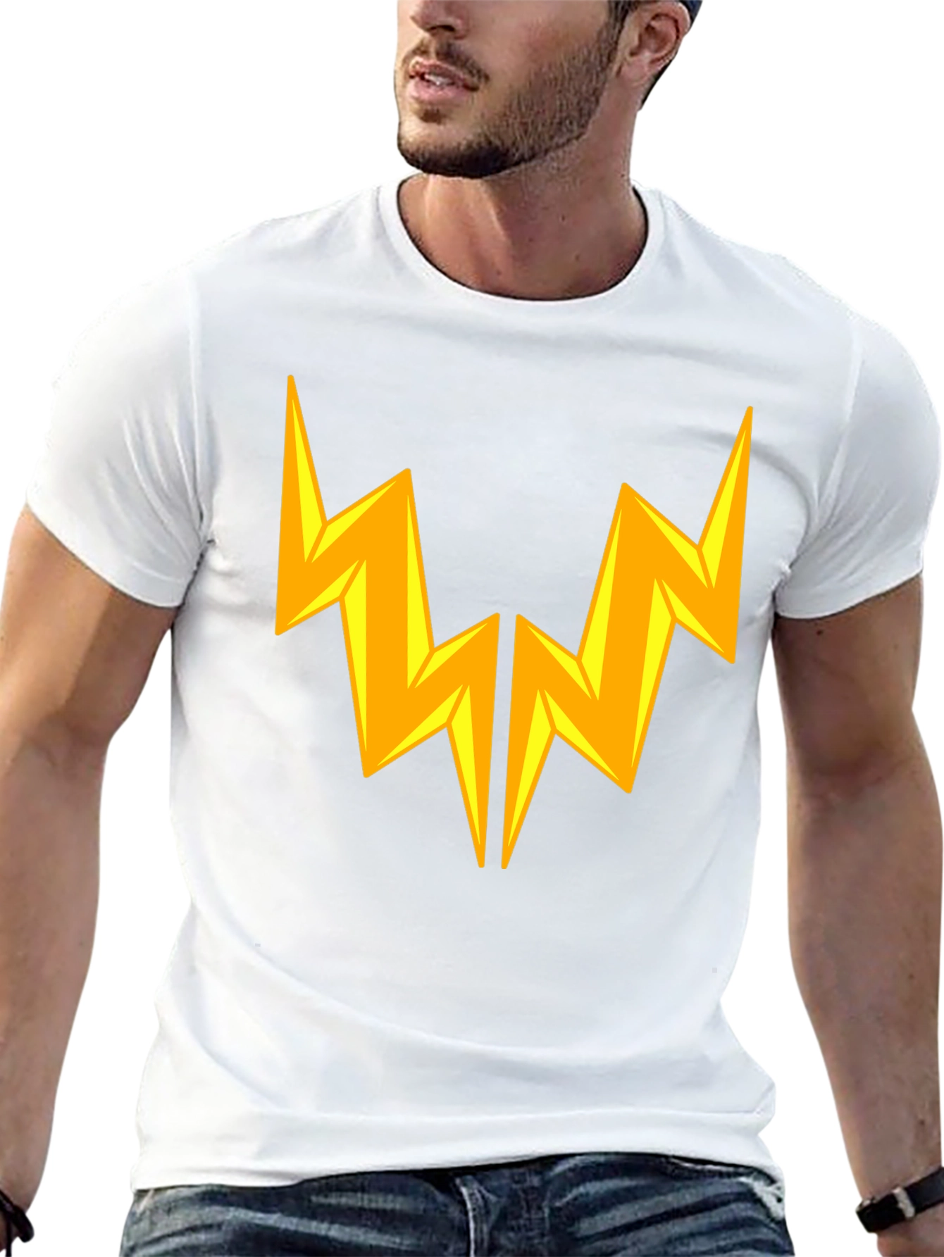 Lightning Bolt Graphic Tee - Bold Black Cotton T-Shirt