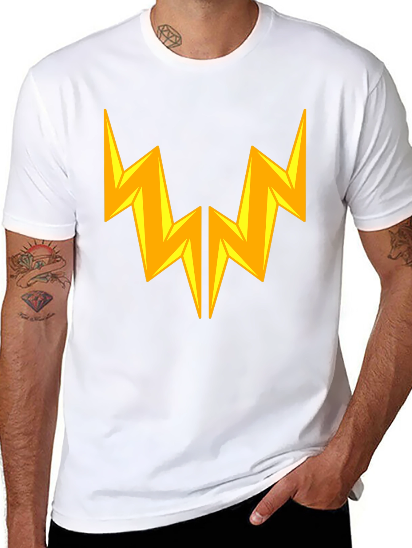 Lightning Bolt Graphic Tee - Bold Black Cotton T-Shirt