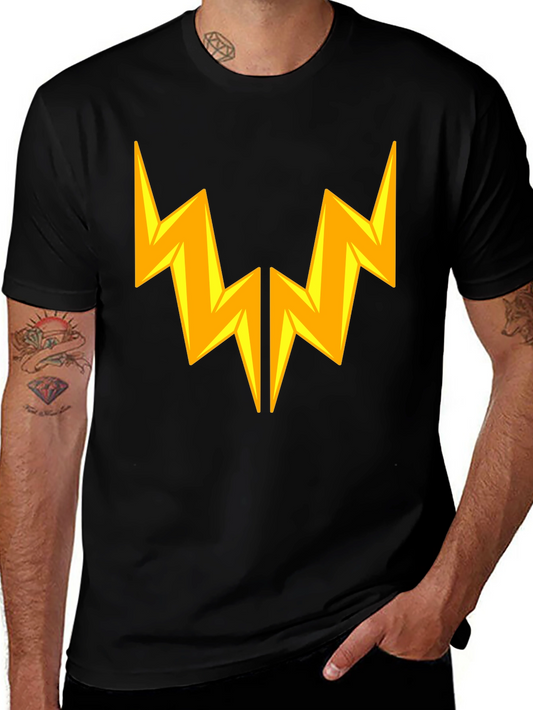 Lightning Bolt Graphic Tee - Bold Black Cotton T-Shirt