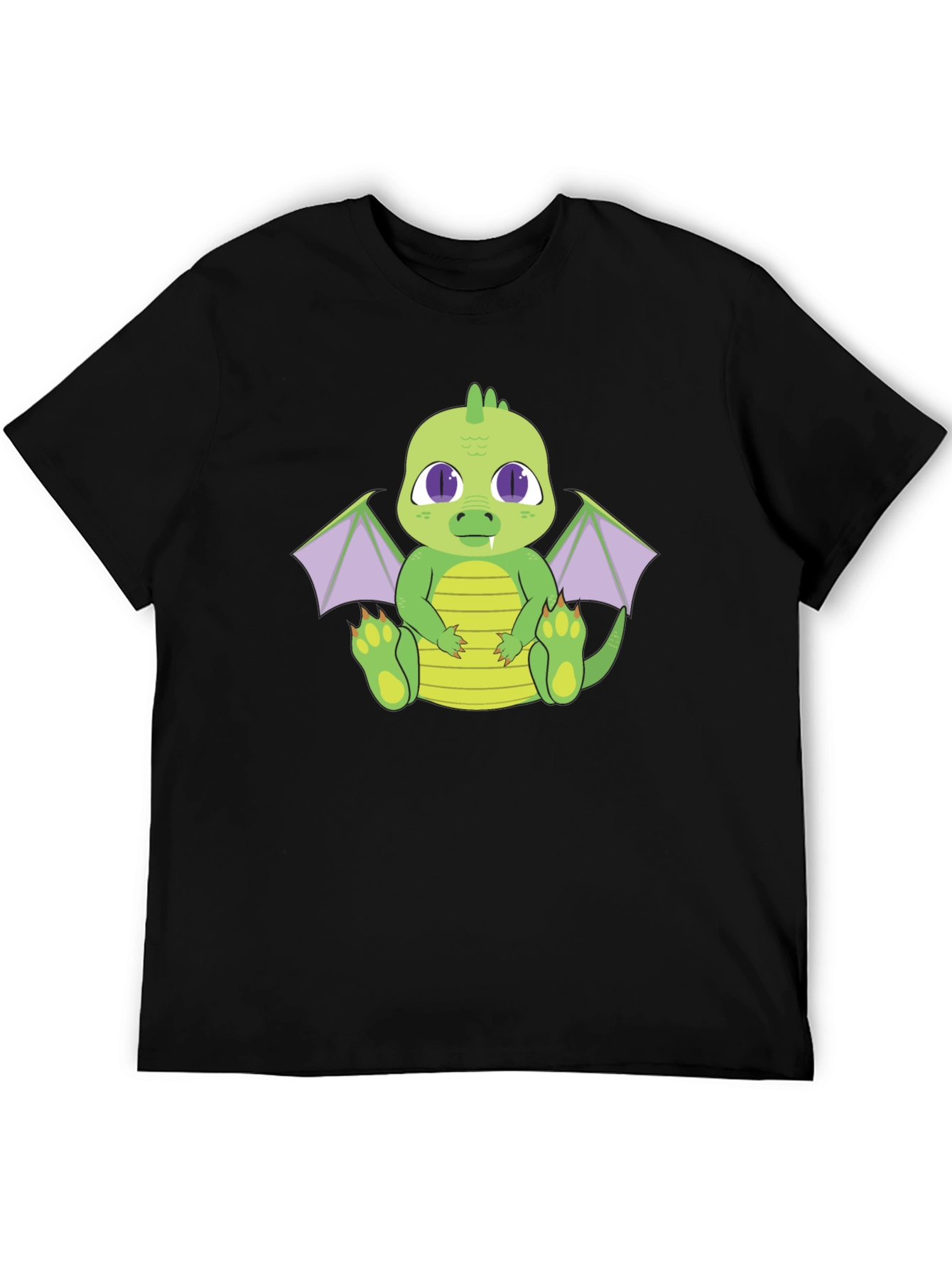 Cute Dragon Graphic Tee - Black Cotton T-Shirt