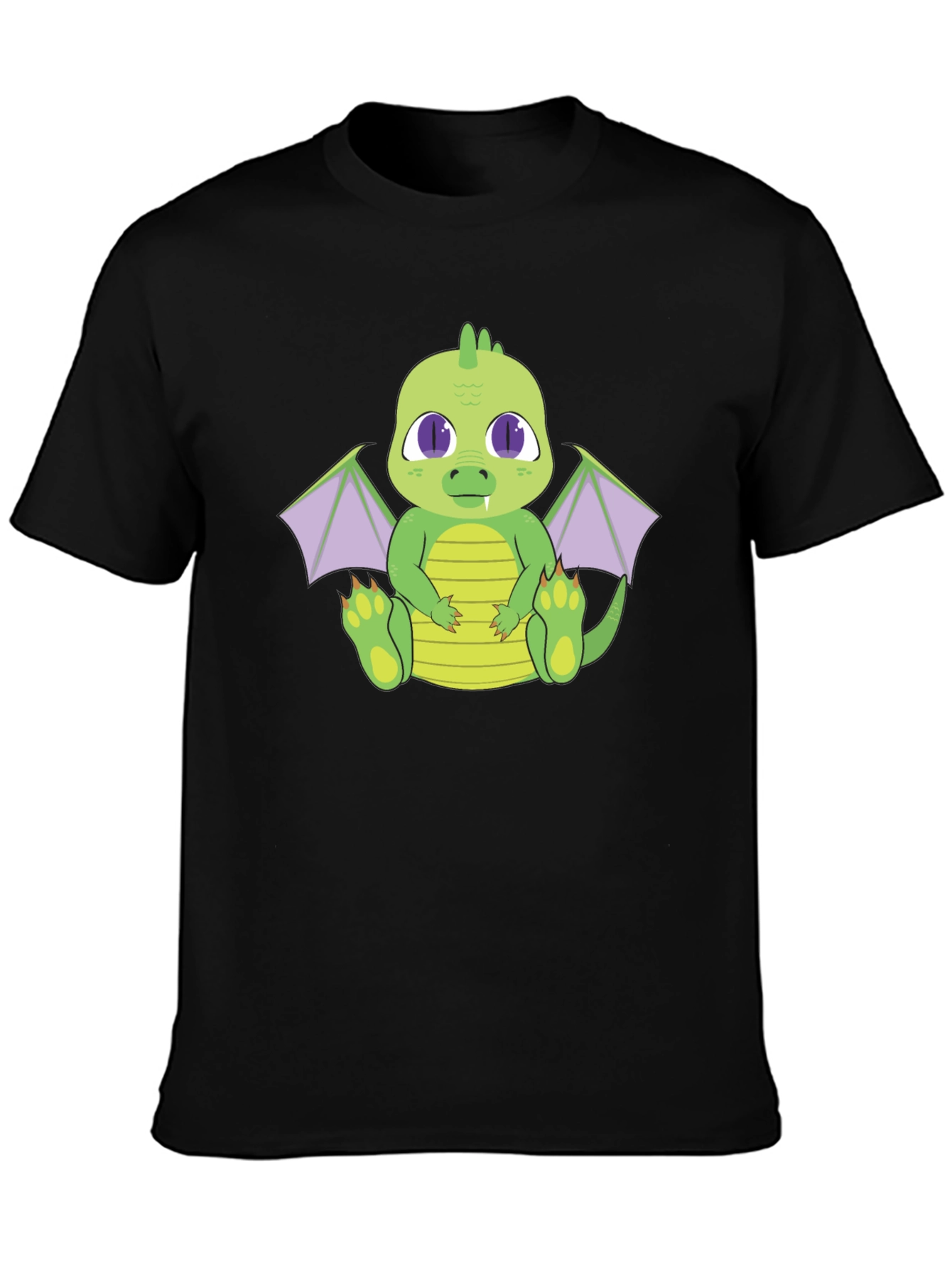 Cute Dragon Graphic Tee - Black Cotton T-Shirt