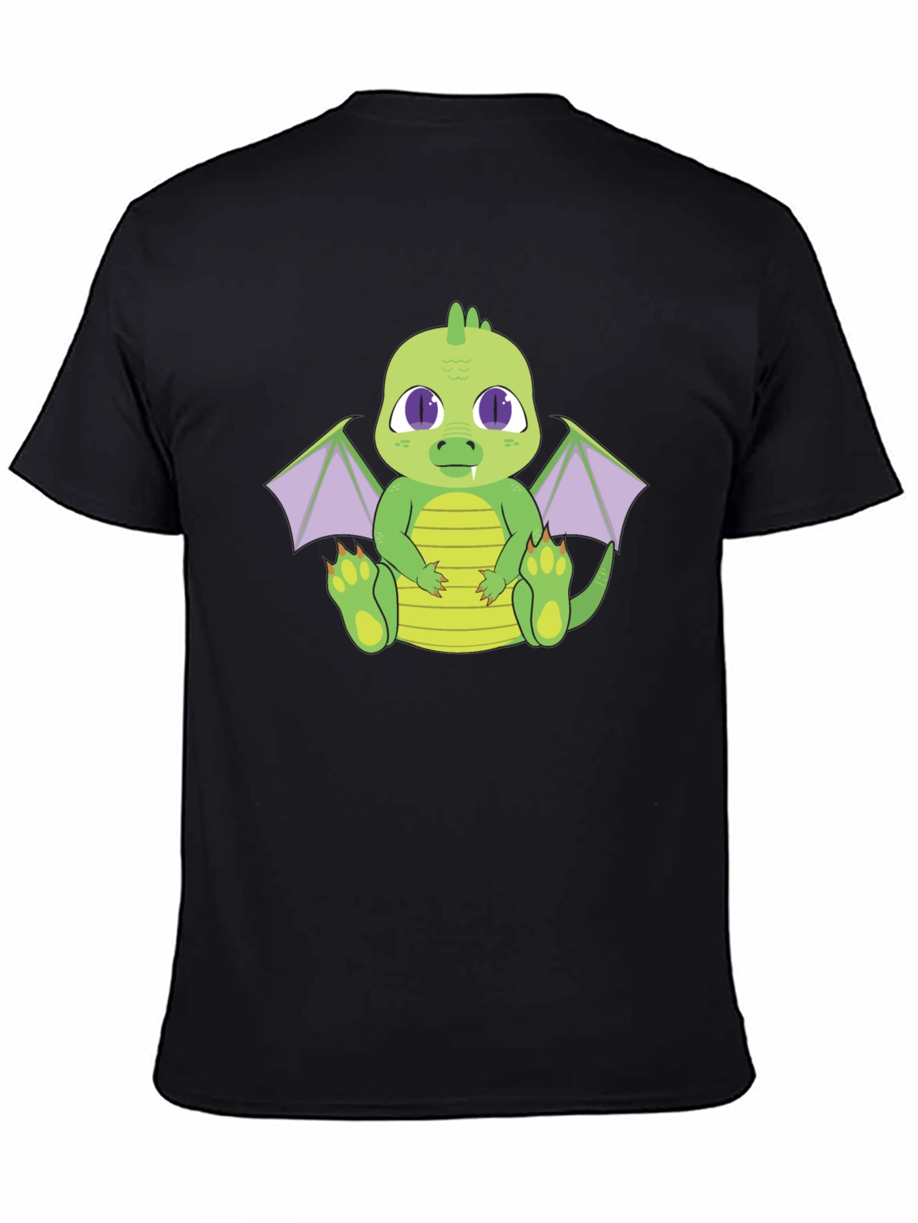 Cute Dragon Graphic Tee - Black Cotton T-Shirt