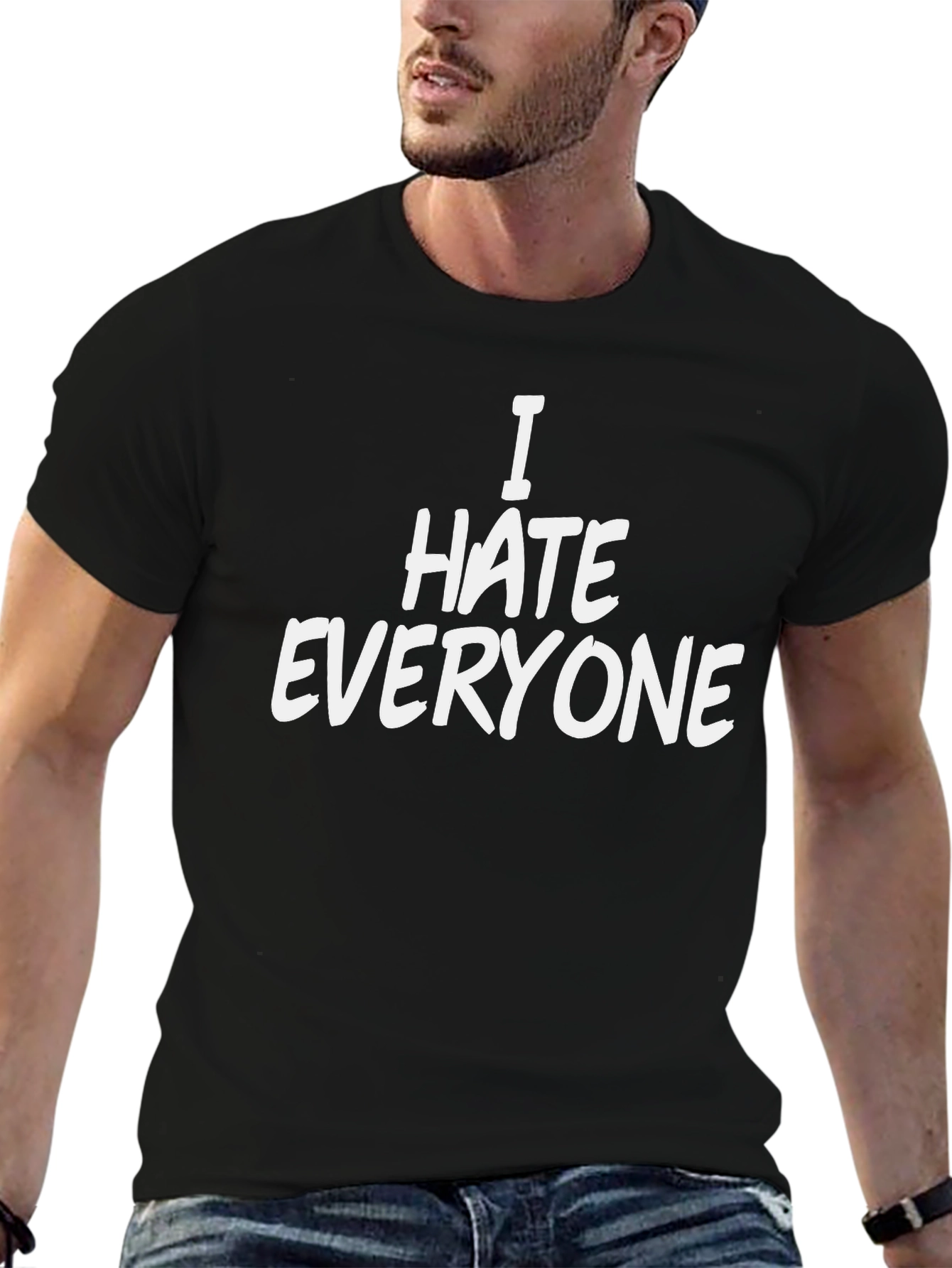 I Hate Everyone Black Cotton Graphic Tee