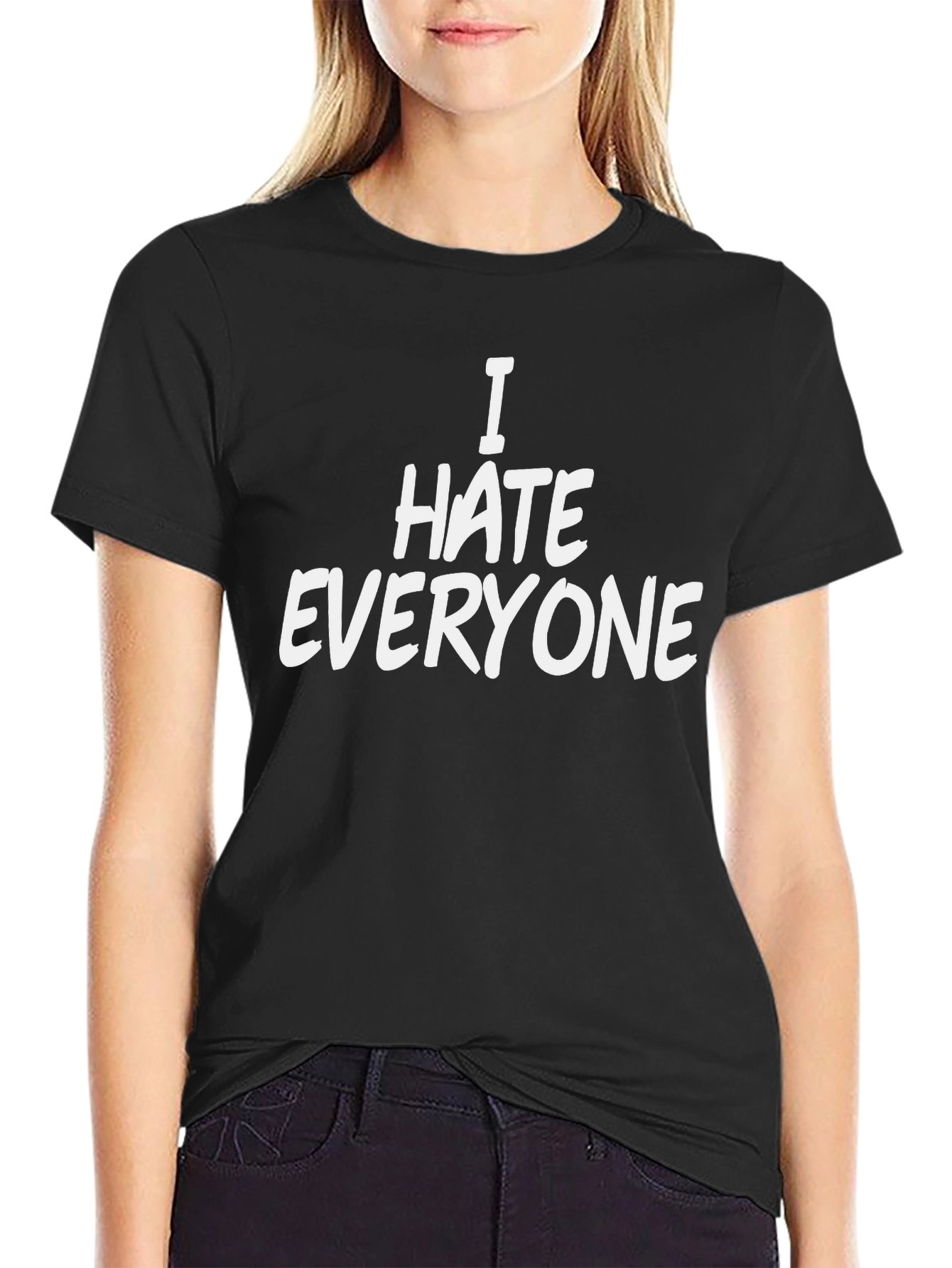 I Hate Everyone Black Cotton Graphic Tee