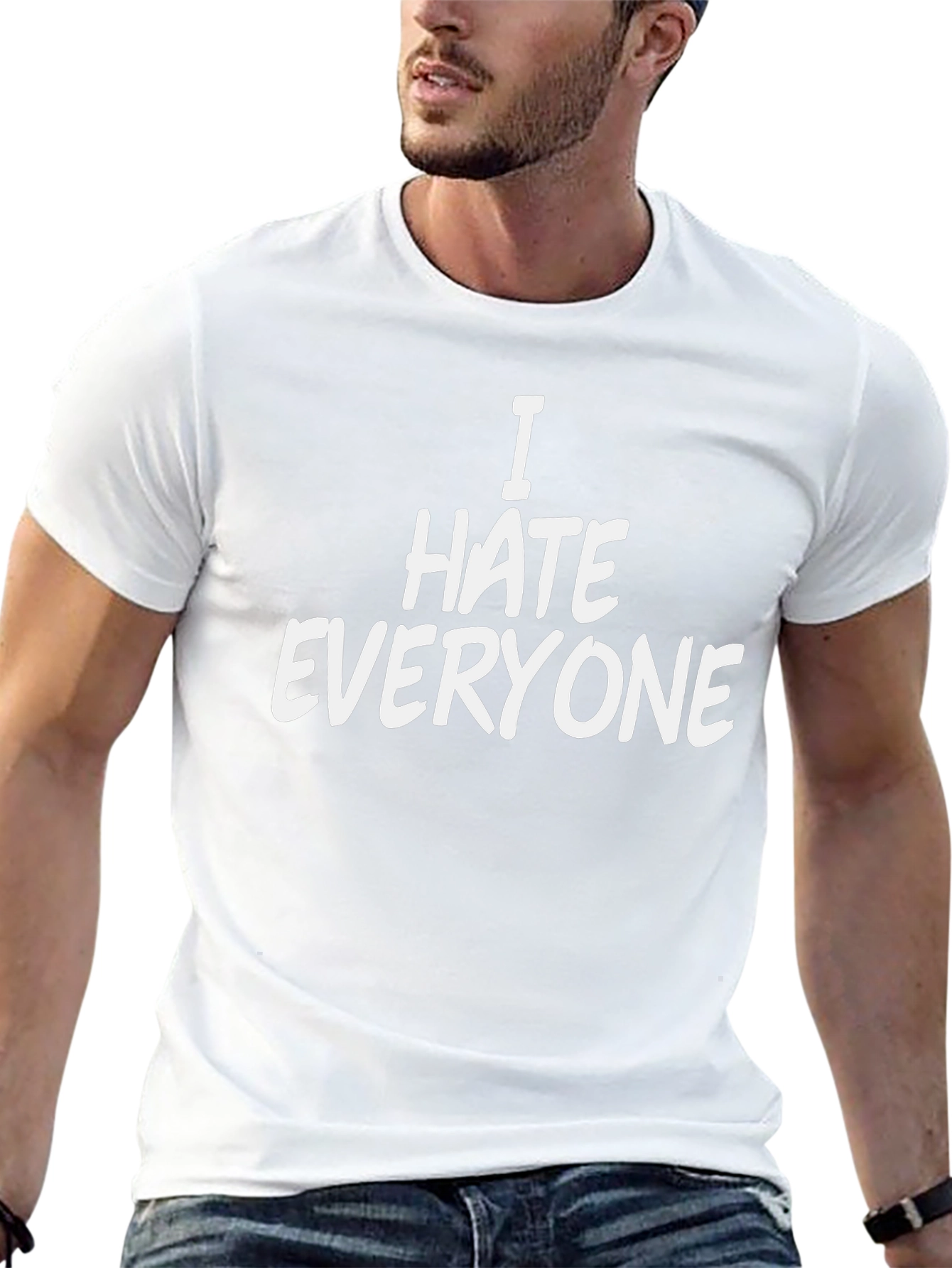 I Hate Everyone Black Cotton Graphic Tee