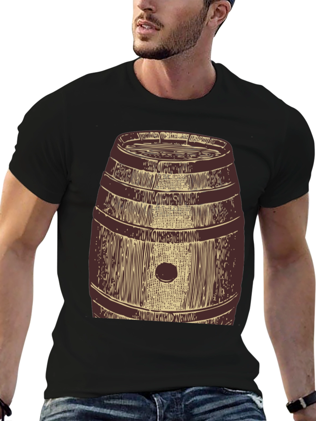 Funny Barrel Graphic Mens T-Shirt