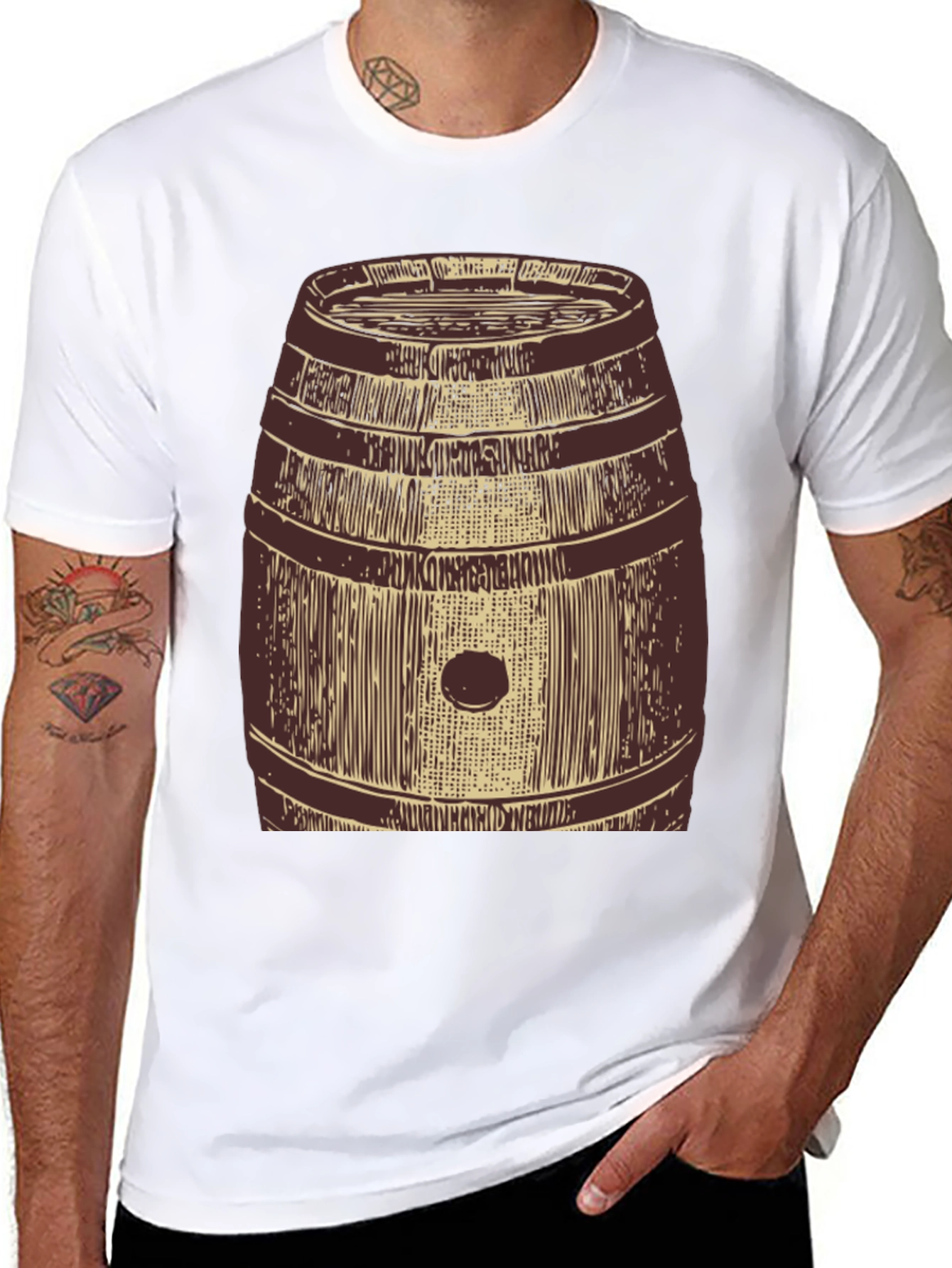 Funny Barrel Graphic Mens T-Shirt