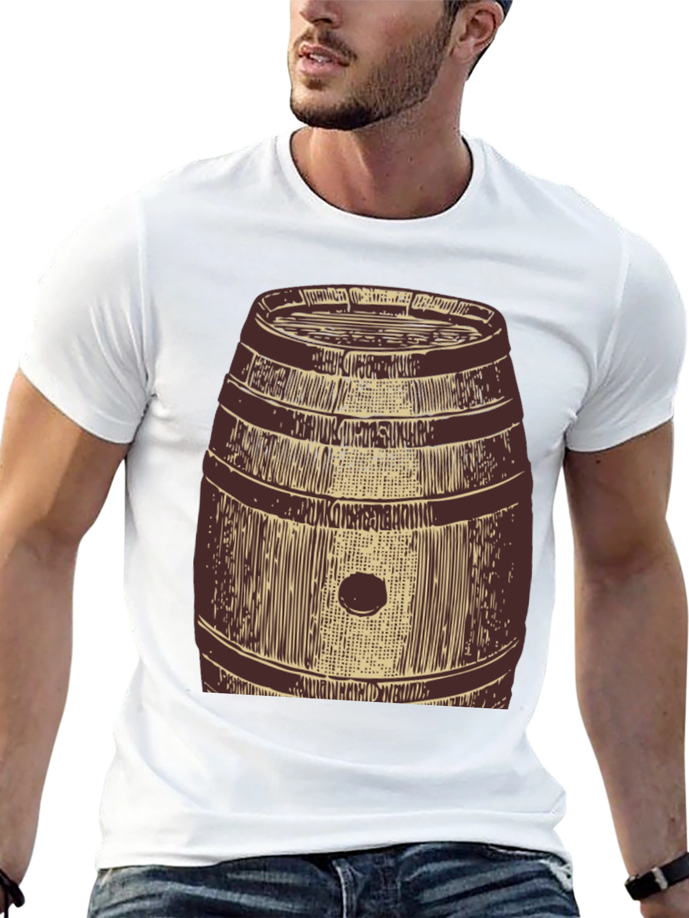 Funny Barrel Graphic Mens T-Shirt