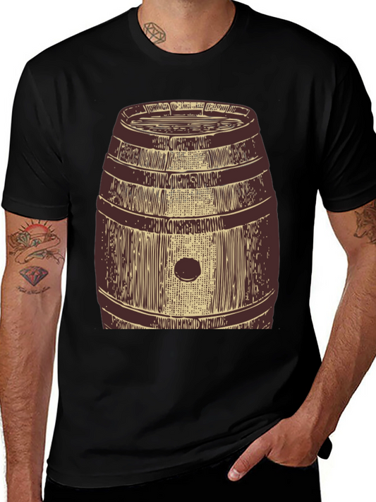 Funny Barrel Graphic Mens T-Shirt