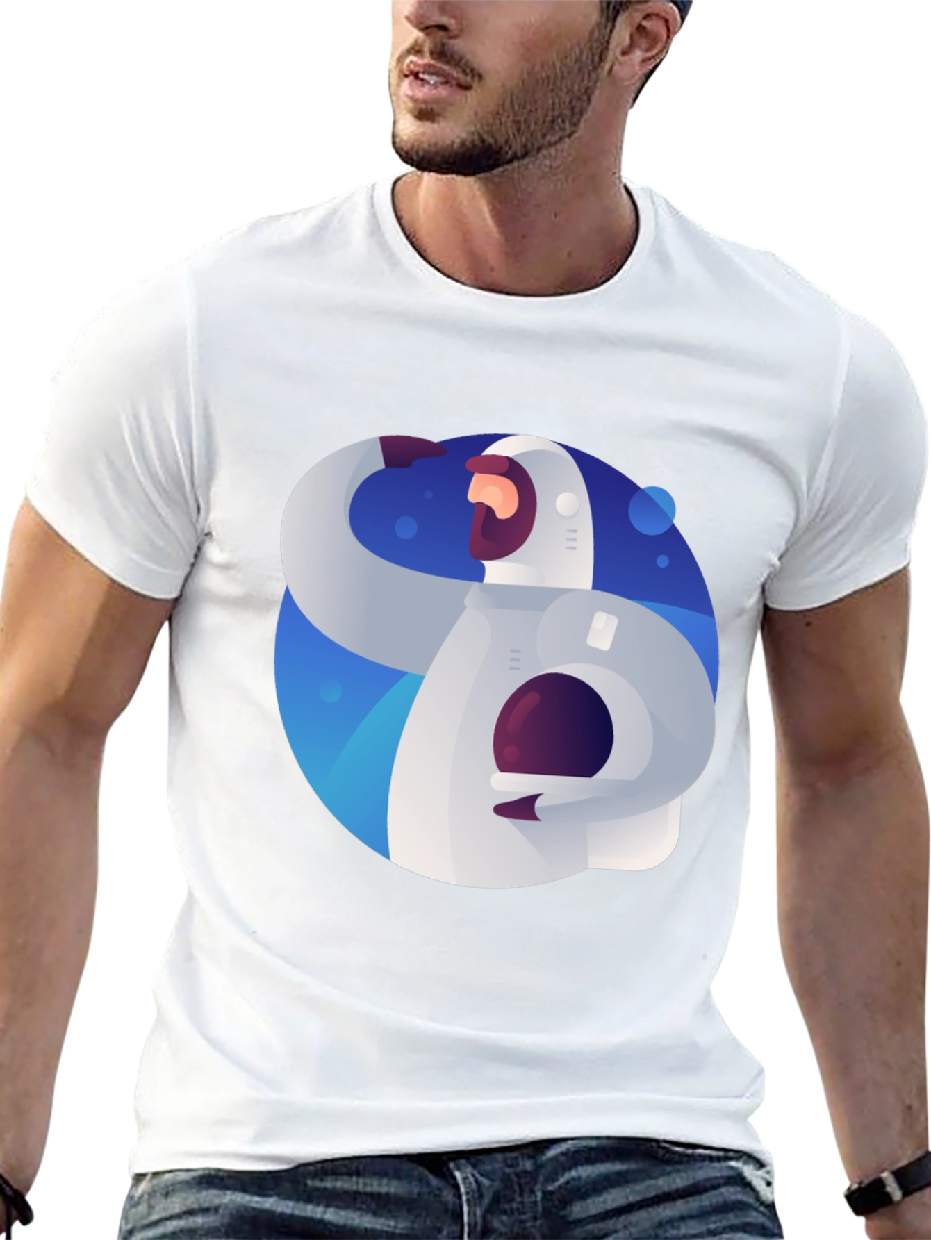 Astronaut Graphic Print Black T-Shirt