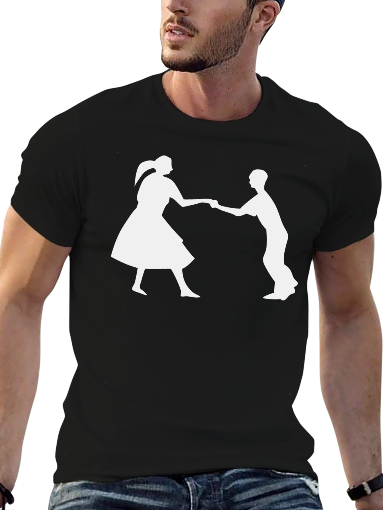Retro Dance Silhouette T-Shirt - Black