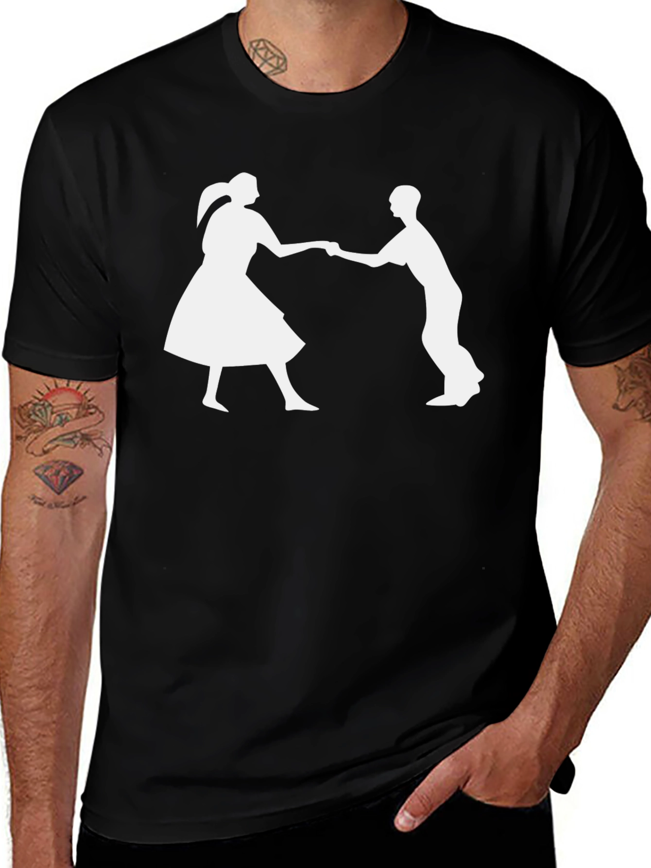 Retro Dance Silhouette T-Shirt - Black
