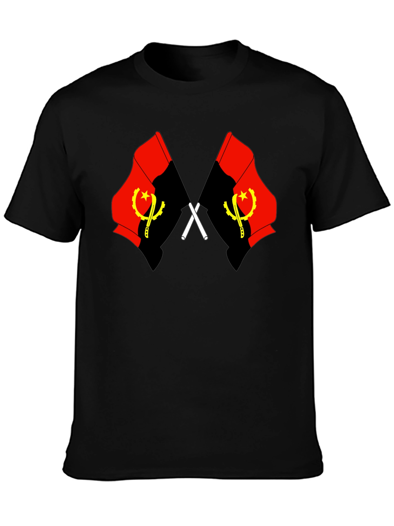 Angola Flag Graphic Tee - Black Cotton T-Shirt