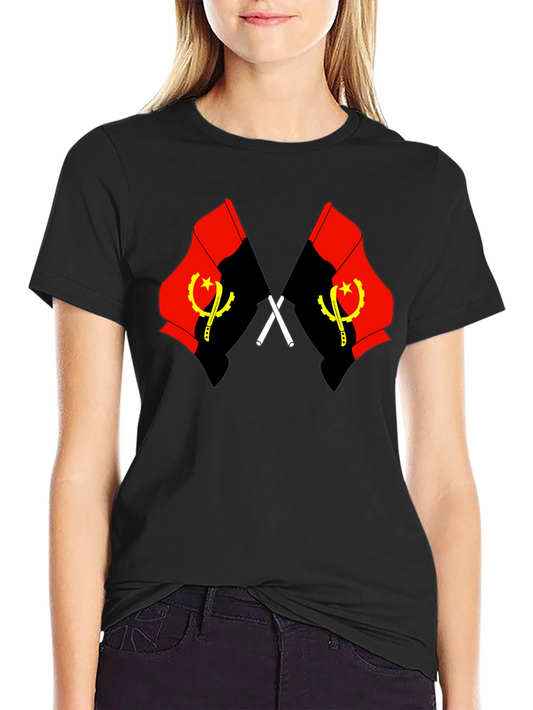 Angola Flag Graphic Tee - Black Cotton T-Shirt