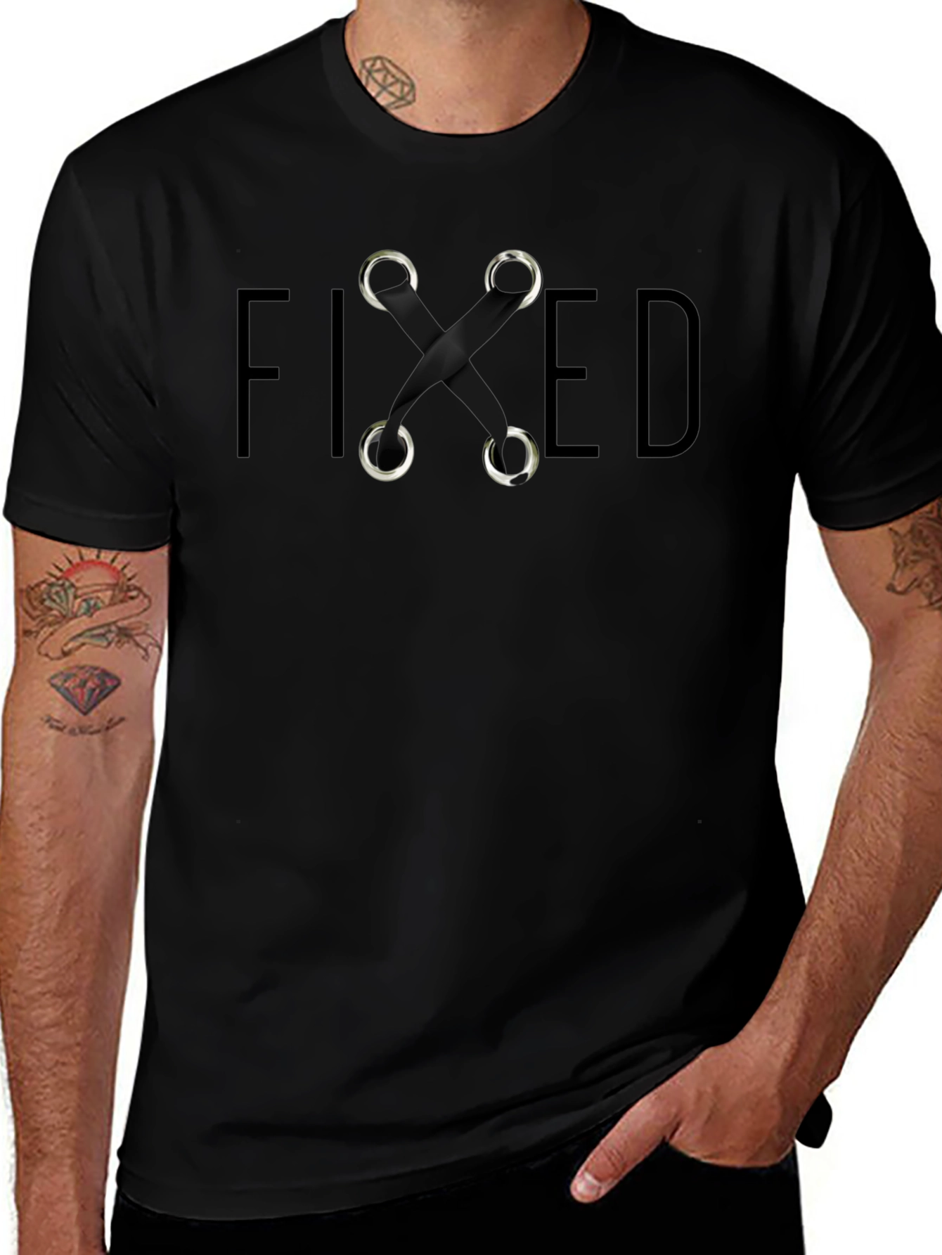 Fixed Lace-Up Graphic Tee - Mens Black T-Shirt