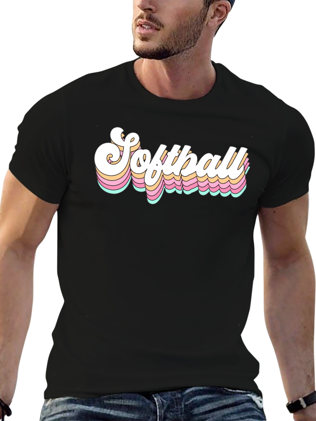 Retro Softball Graphic Tee - Black