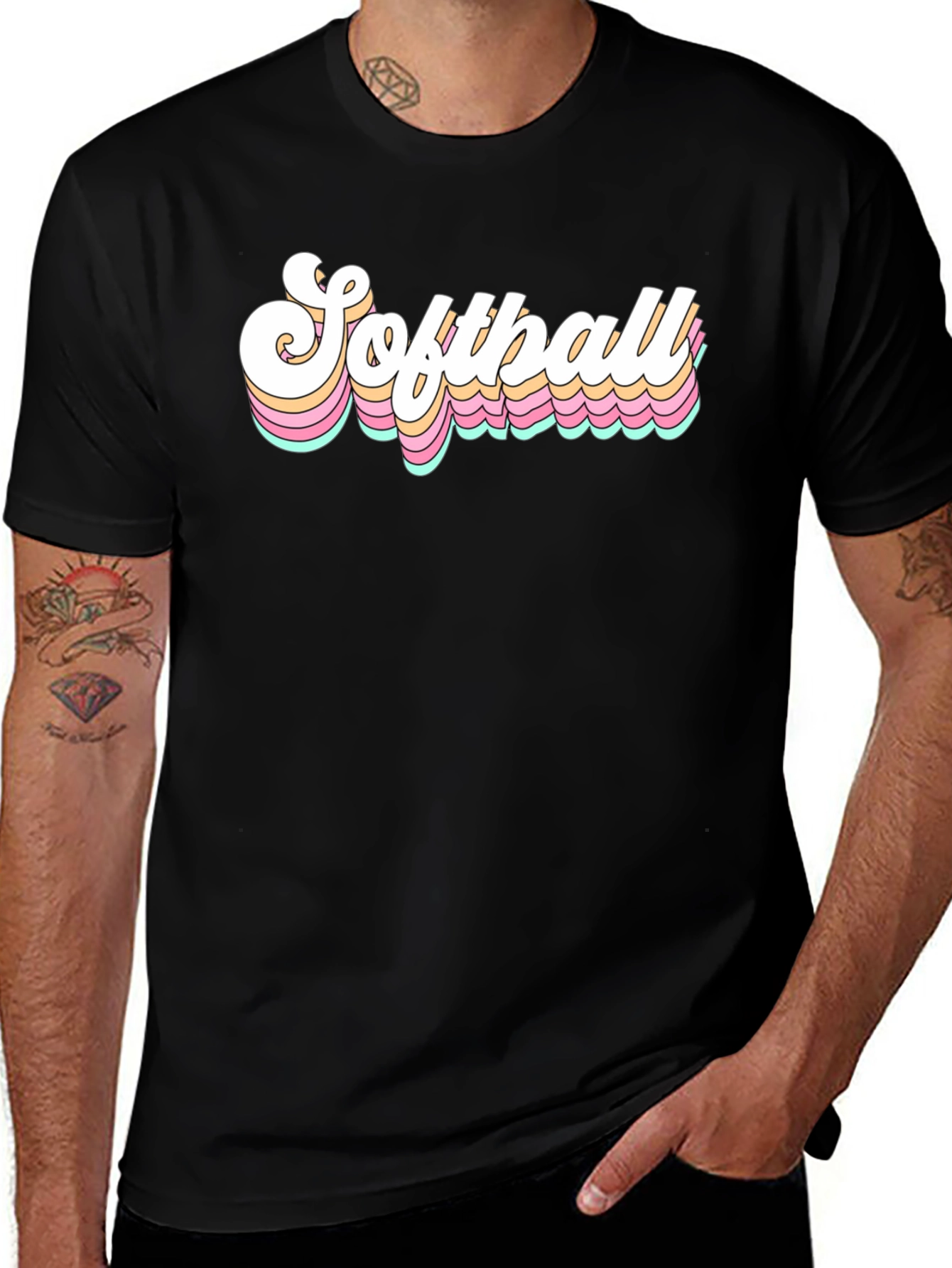 Retro Softball Graphic Tee - Black