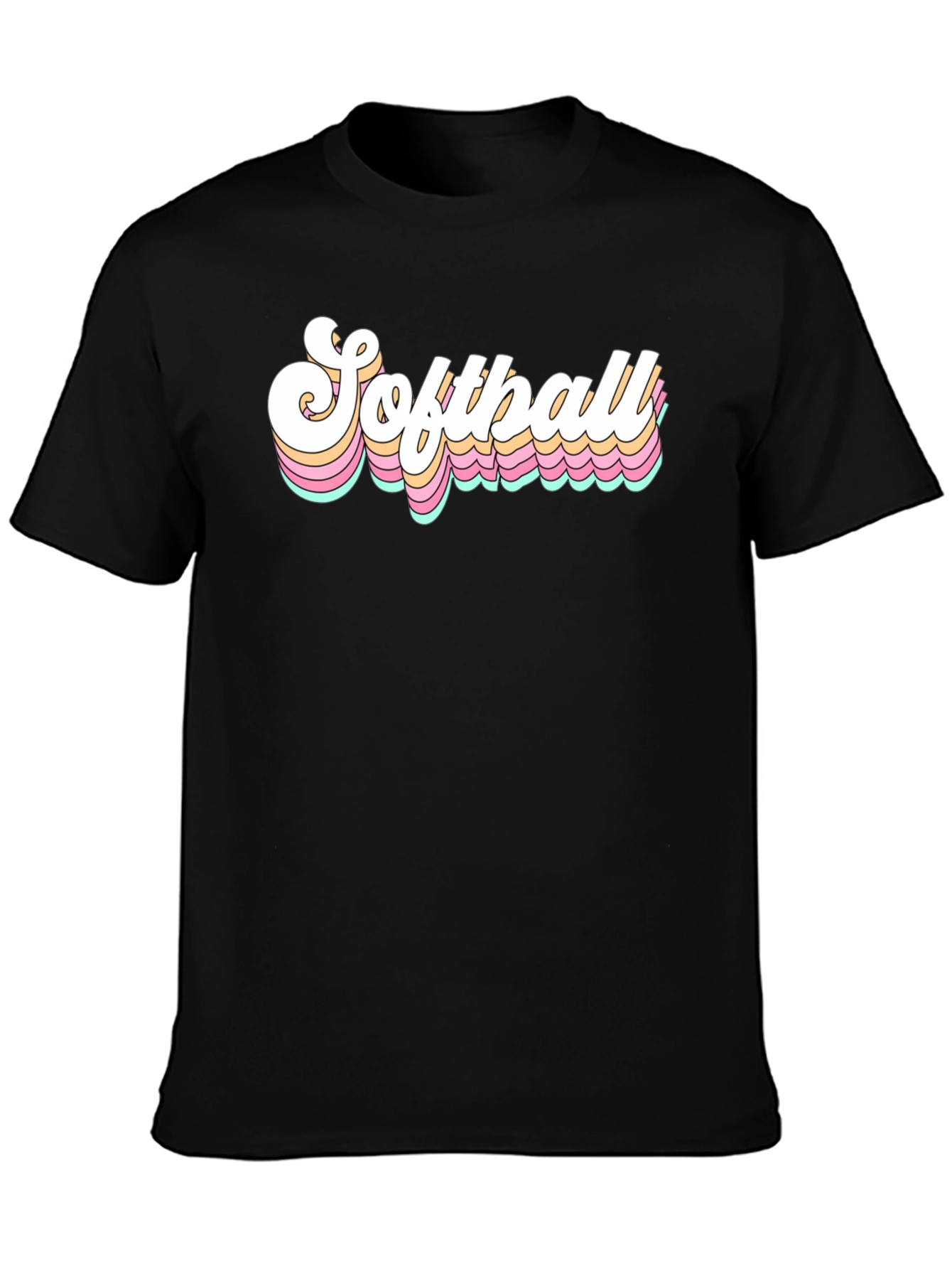 Retro Softball Graphic Tee - Black