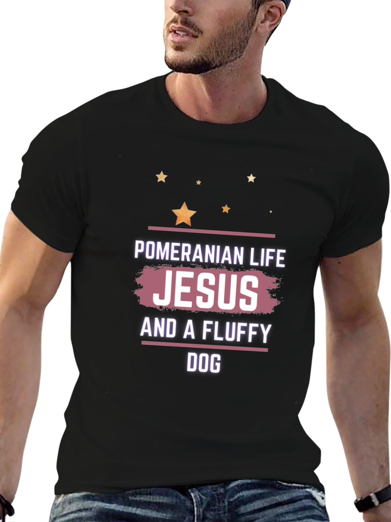 Pomeranian Life Jesus & A Fluffy Dog Black T-Shirt