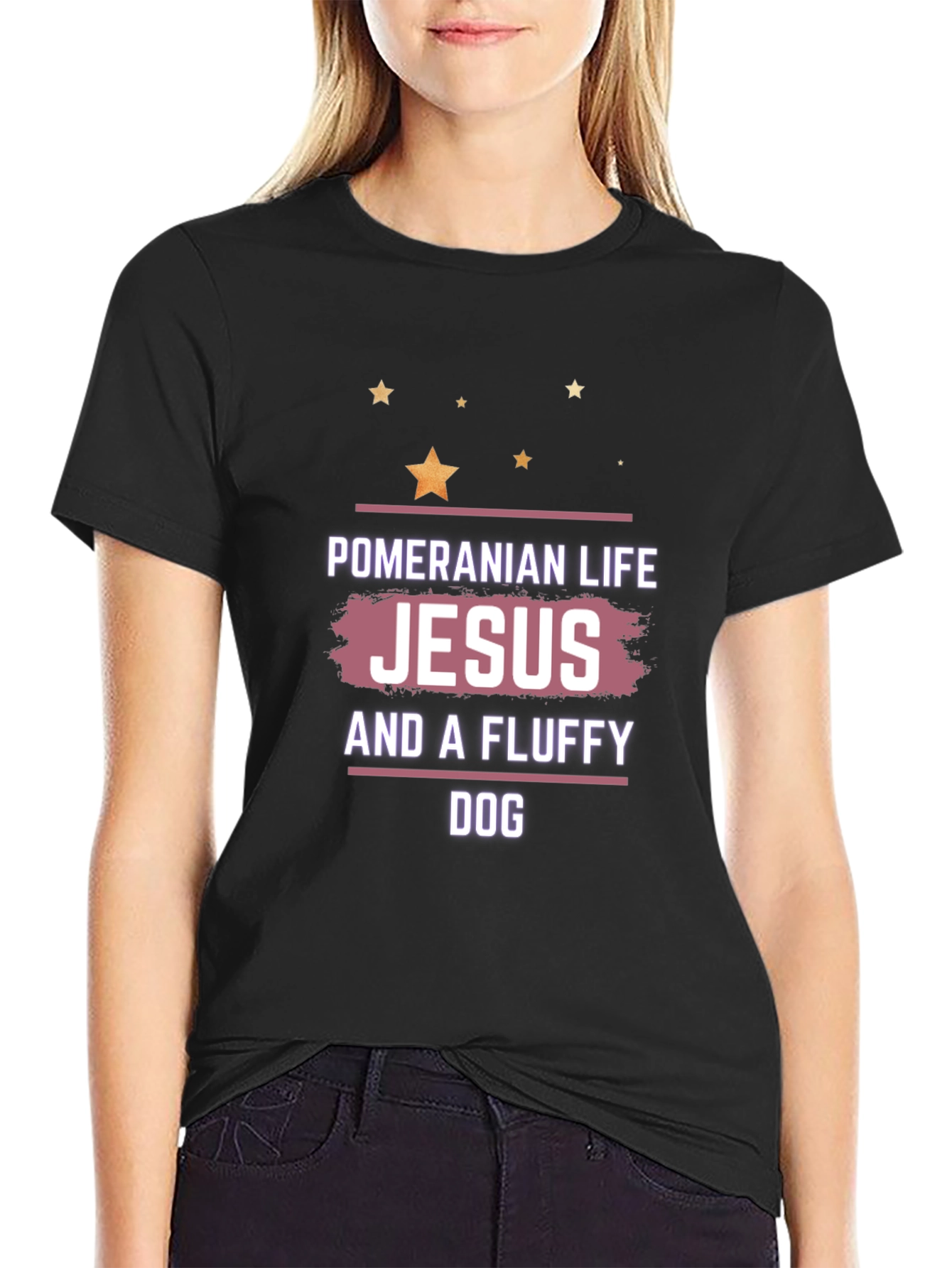 Pomeranian Life Jesus & A Fluffy Dog Black T-Shirt