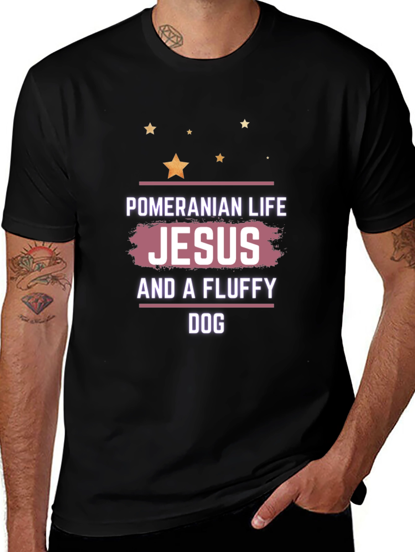 Pomeranian Life Jesus & A Fluffy Dog Black T-Shirt