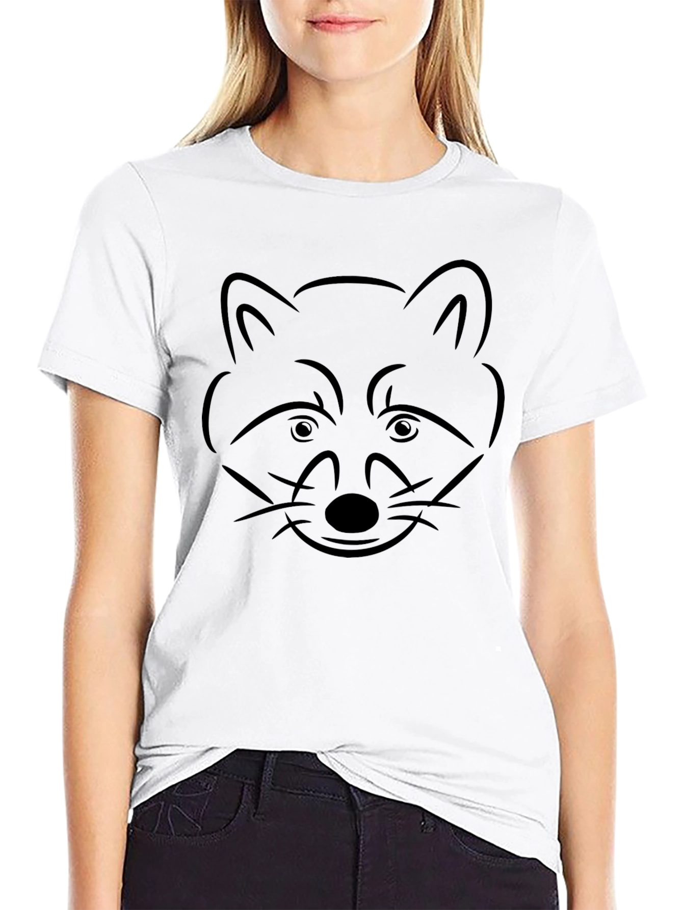 Raccoon Outline Graphic Tee - Black T-Shirt