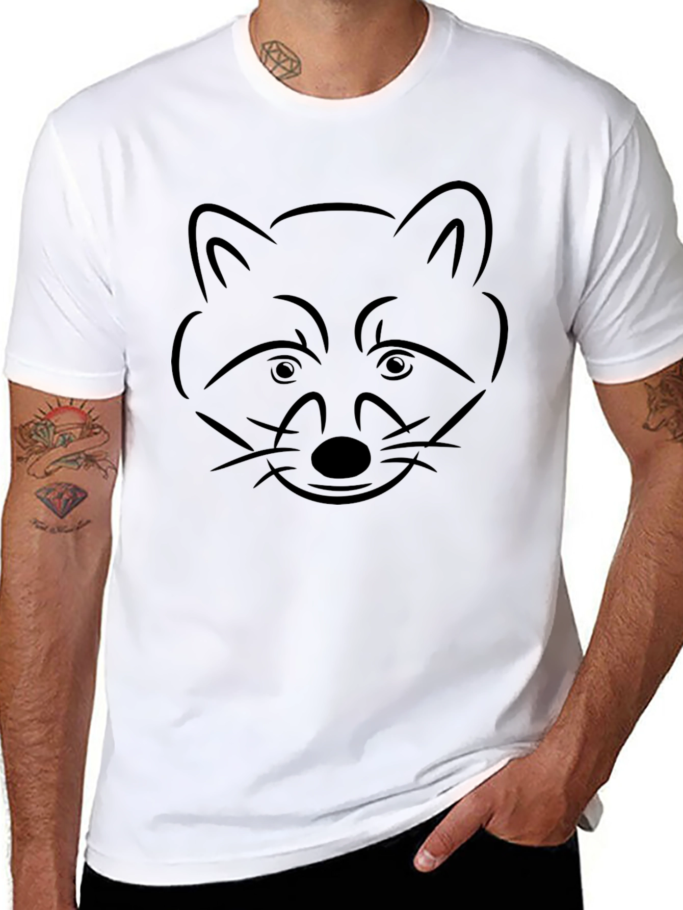 Raccoon Outline Graphic Tee - Black T-Shirt