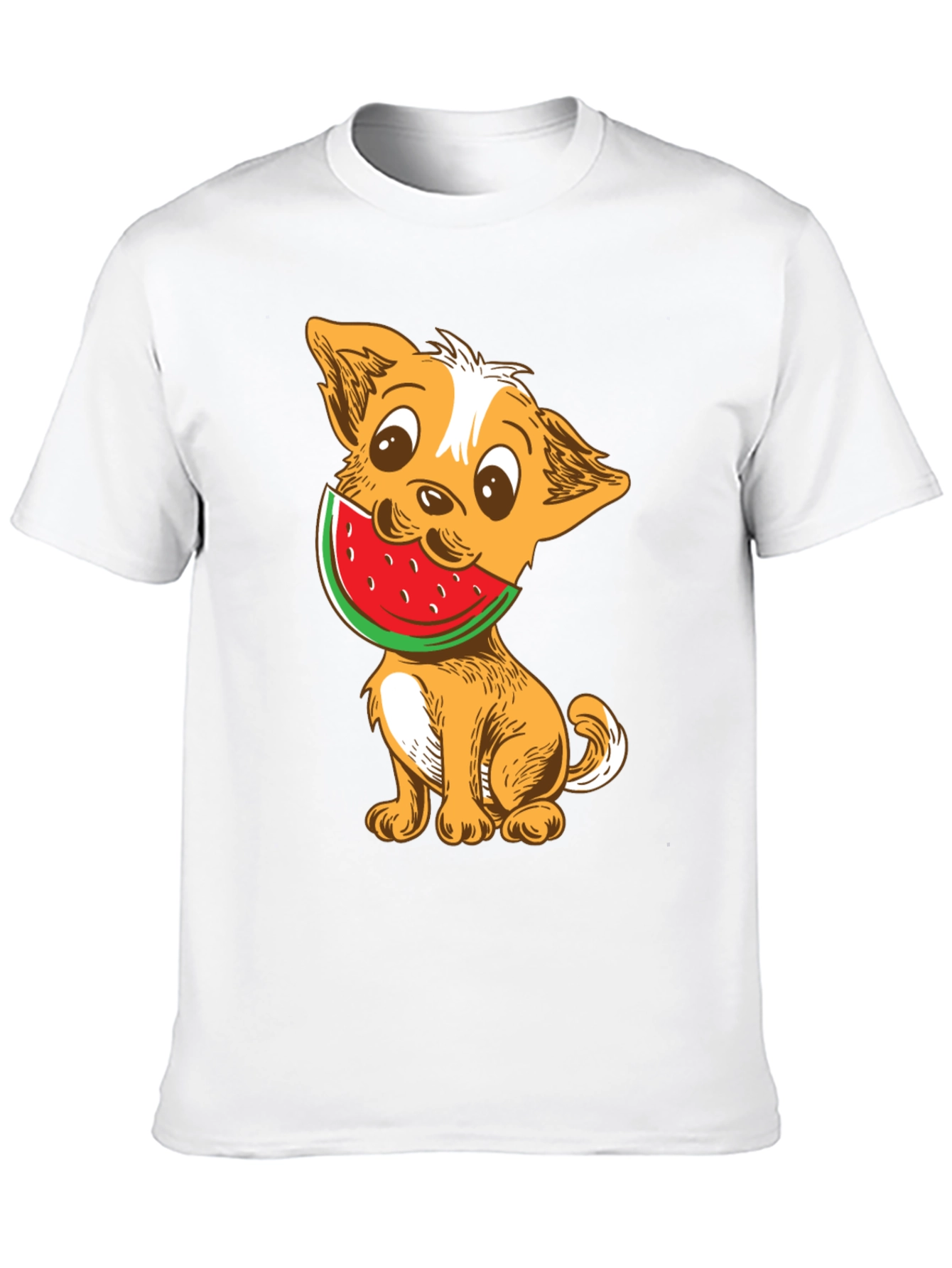 Dog with Watermelon Graphic T-Shirt