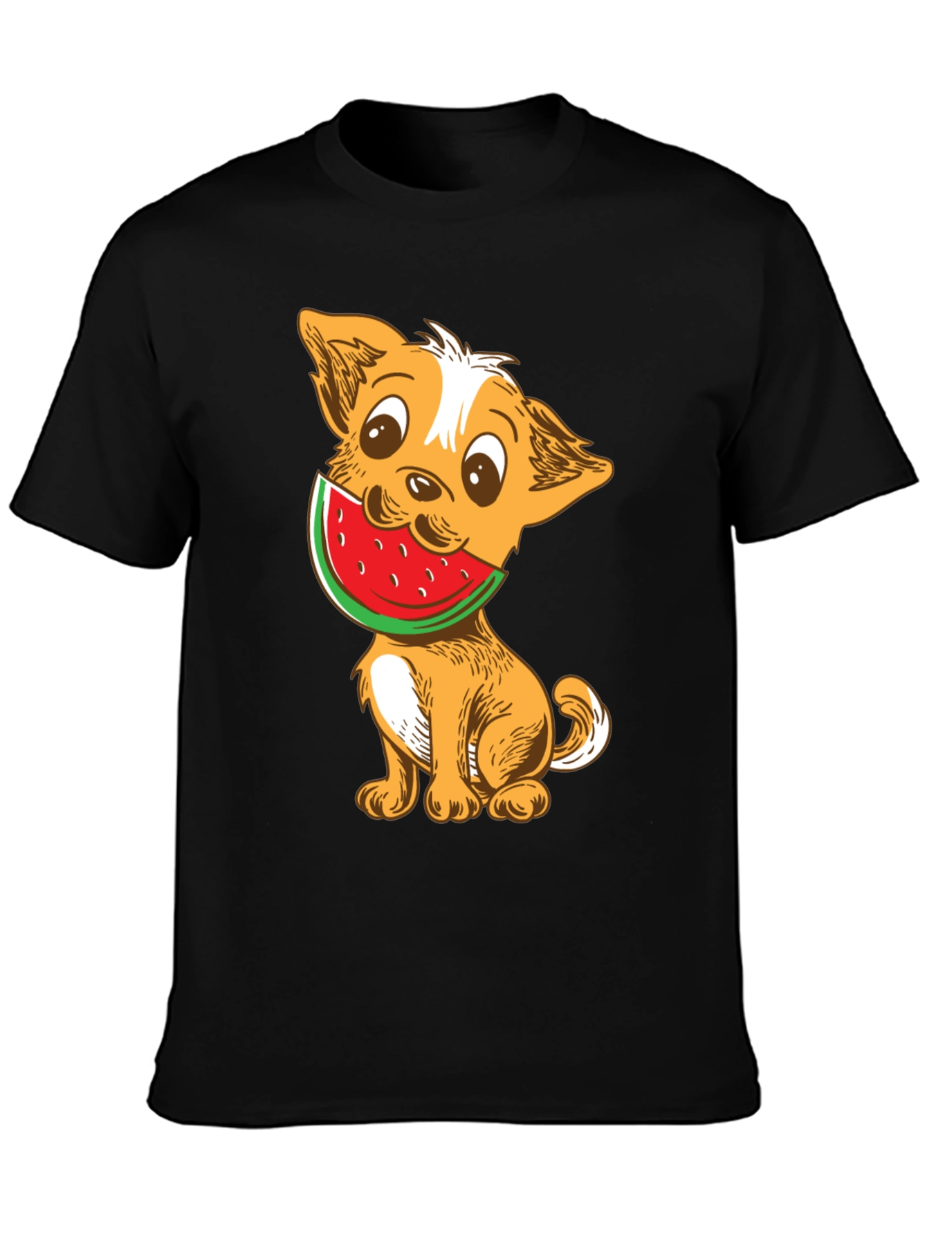 Dog with Watermelon Graphic T-Shirt