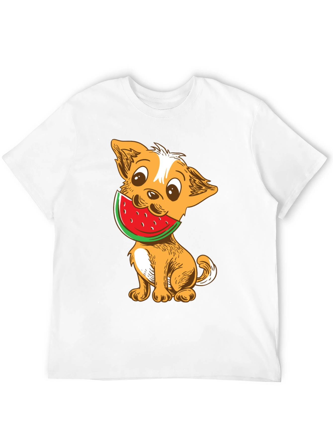 Dog with Watermelon Graphic T-Shirt
