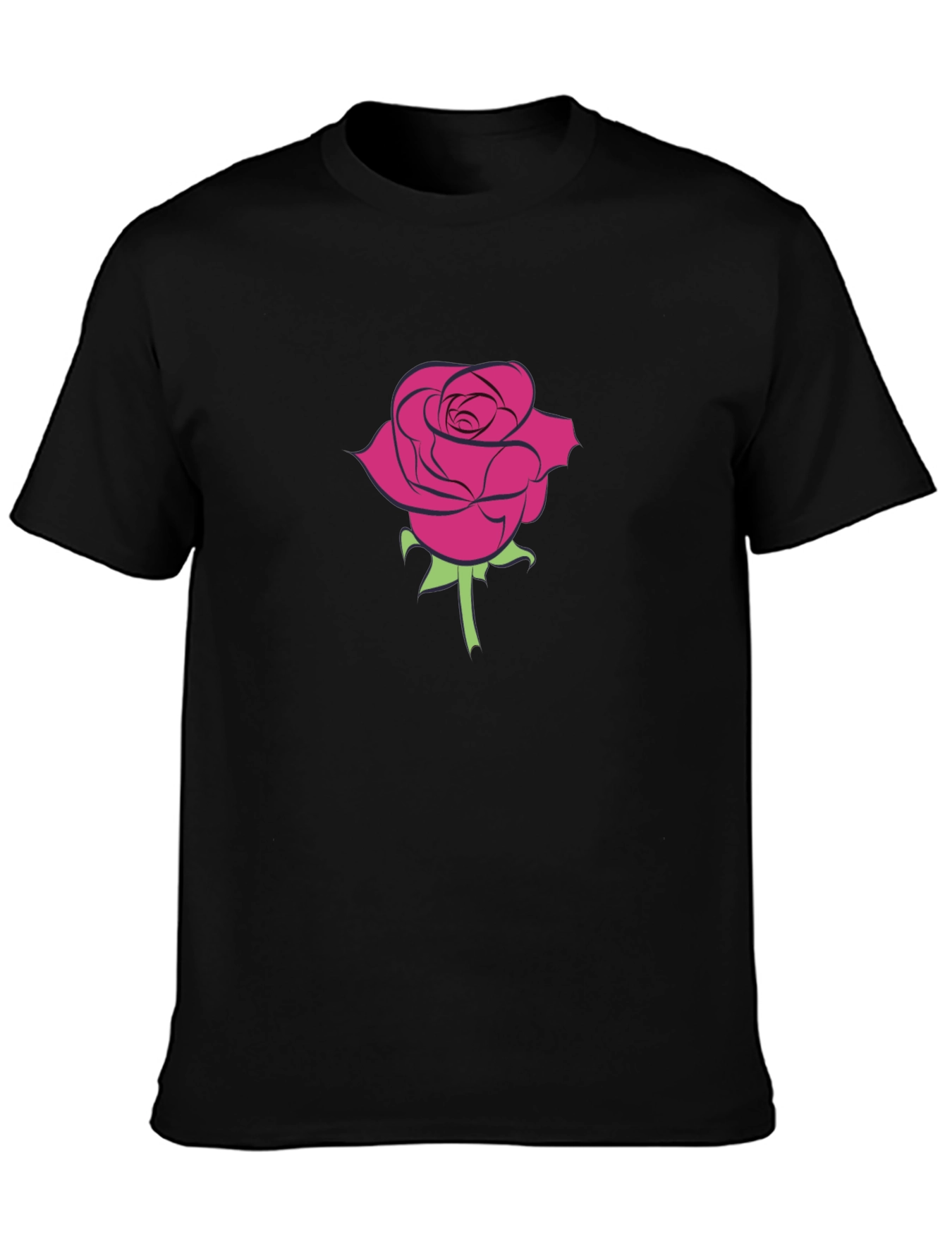 Rose Graphic Tee - Mens Black Cotton T-Shirt