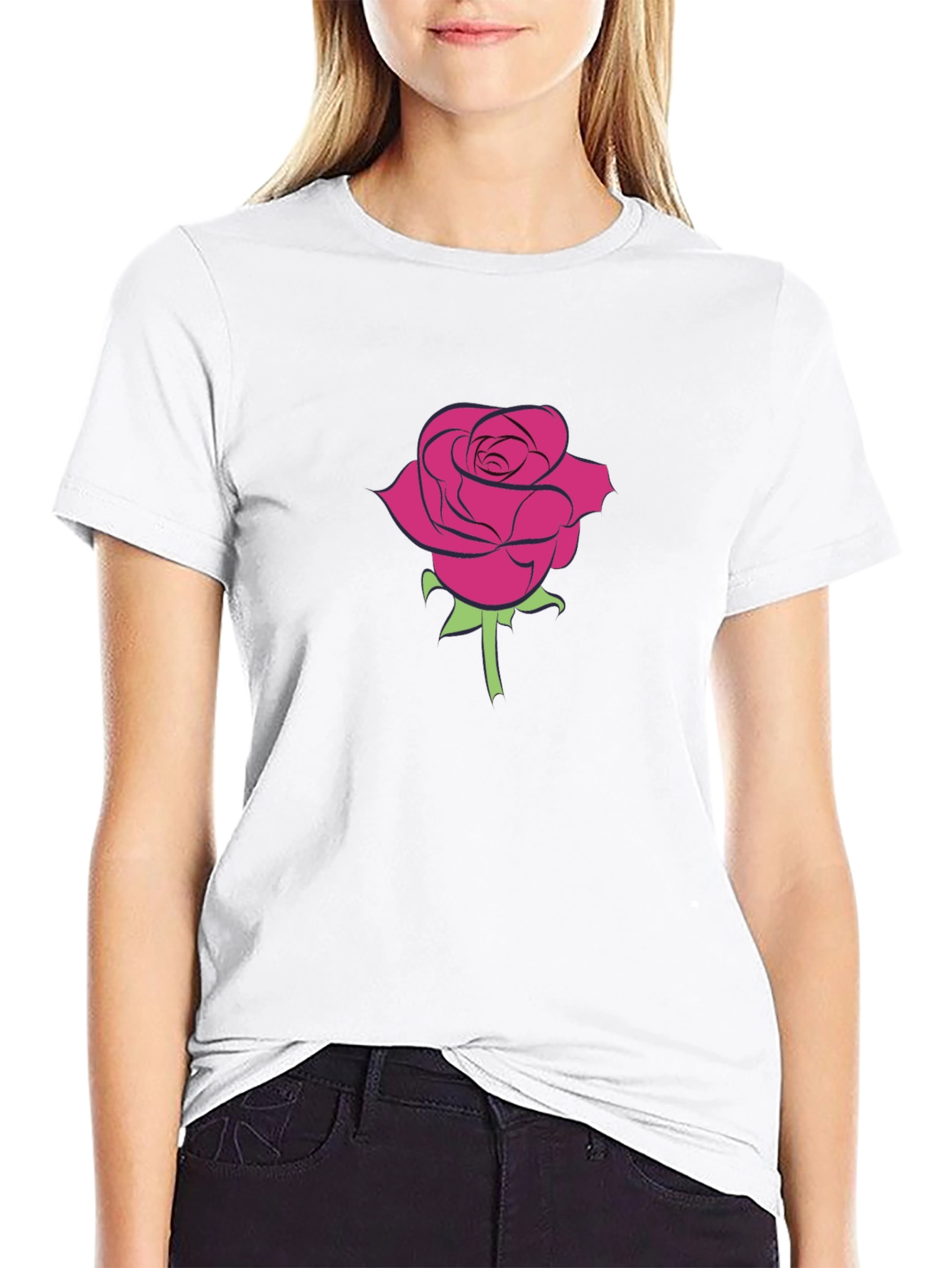 Rose Graphic Tee - Mens Black Cotton T-Shirt