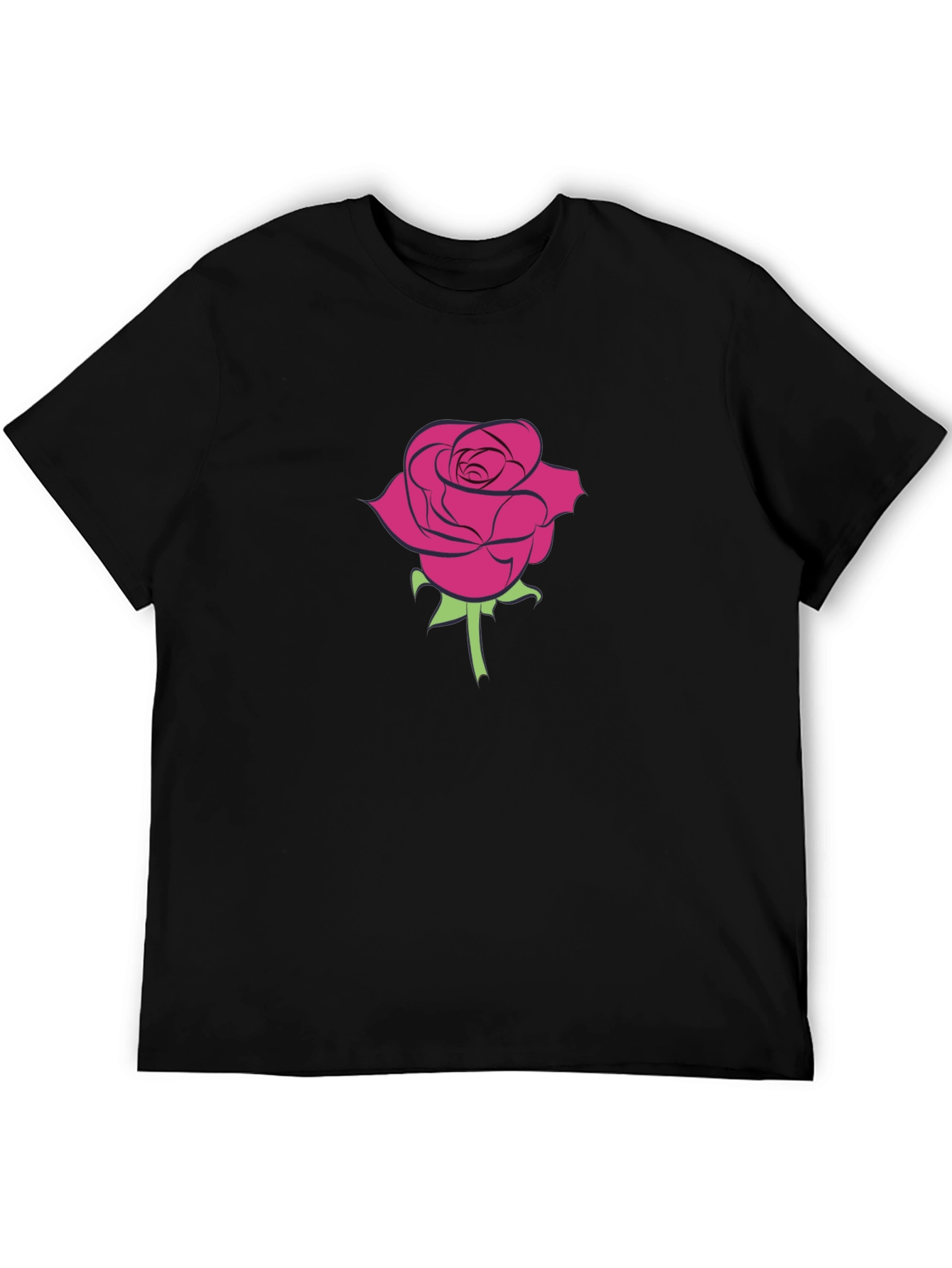 Rose Graphic Tee - Mens Black Cotton T-Shirt
