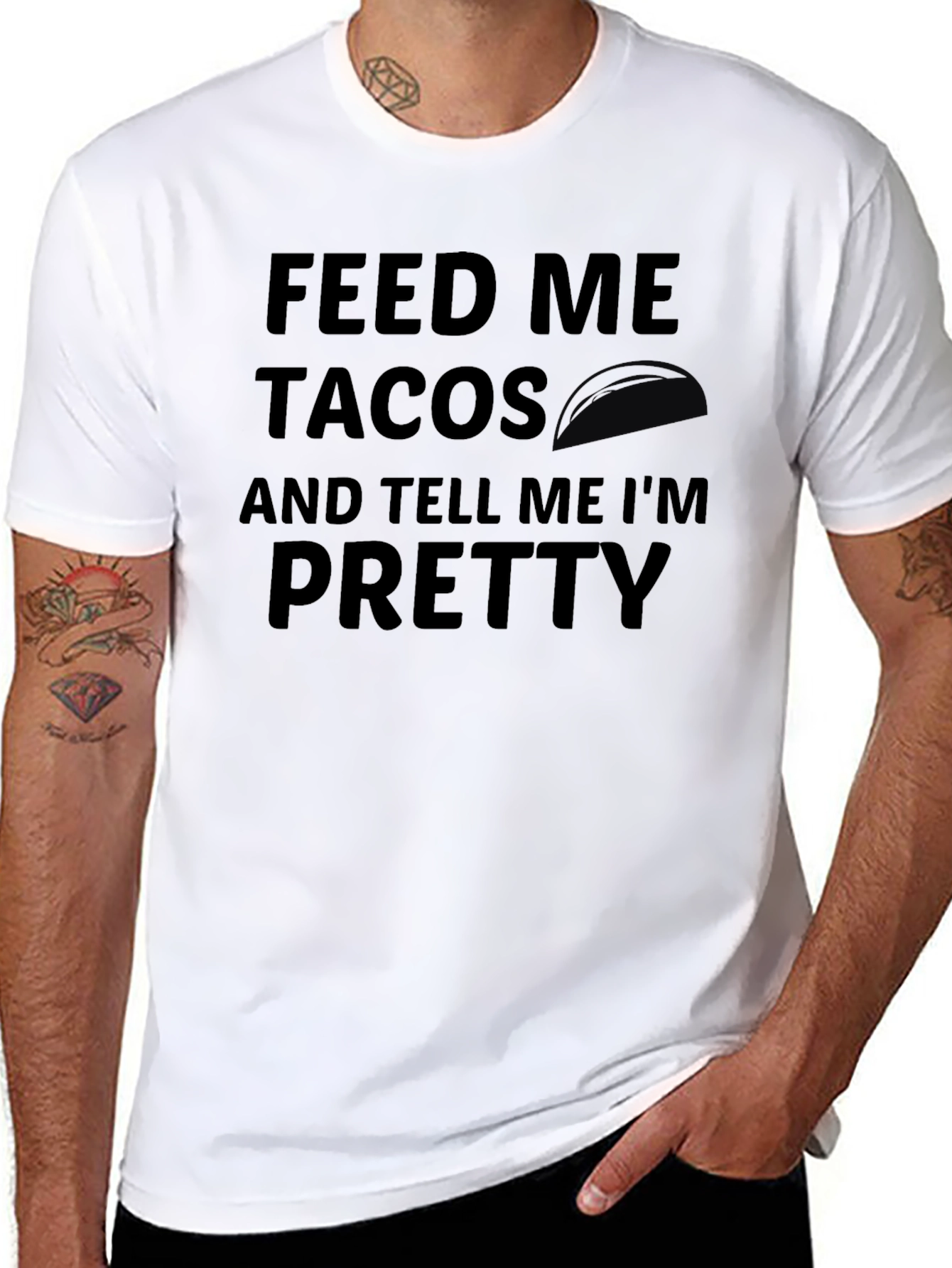 Feed Me Tacos Graphic Tee - Black Casual T-Shirt