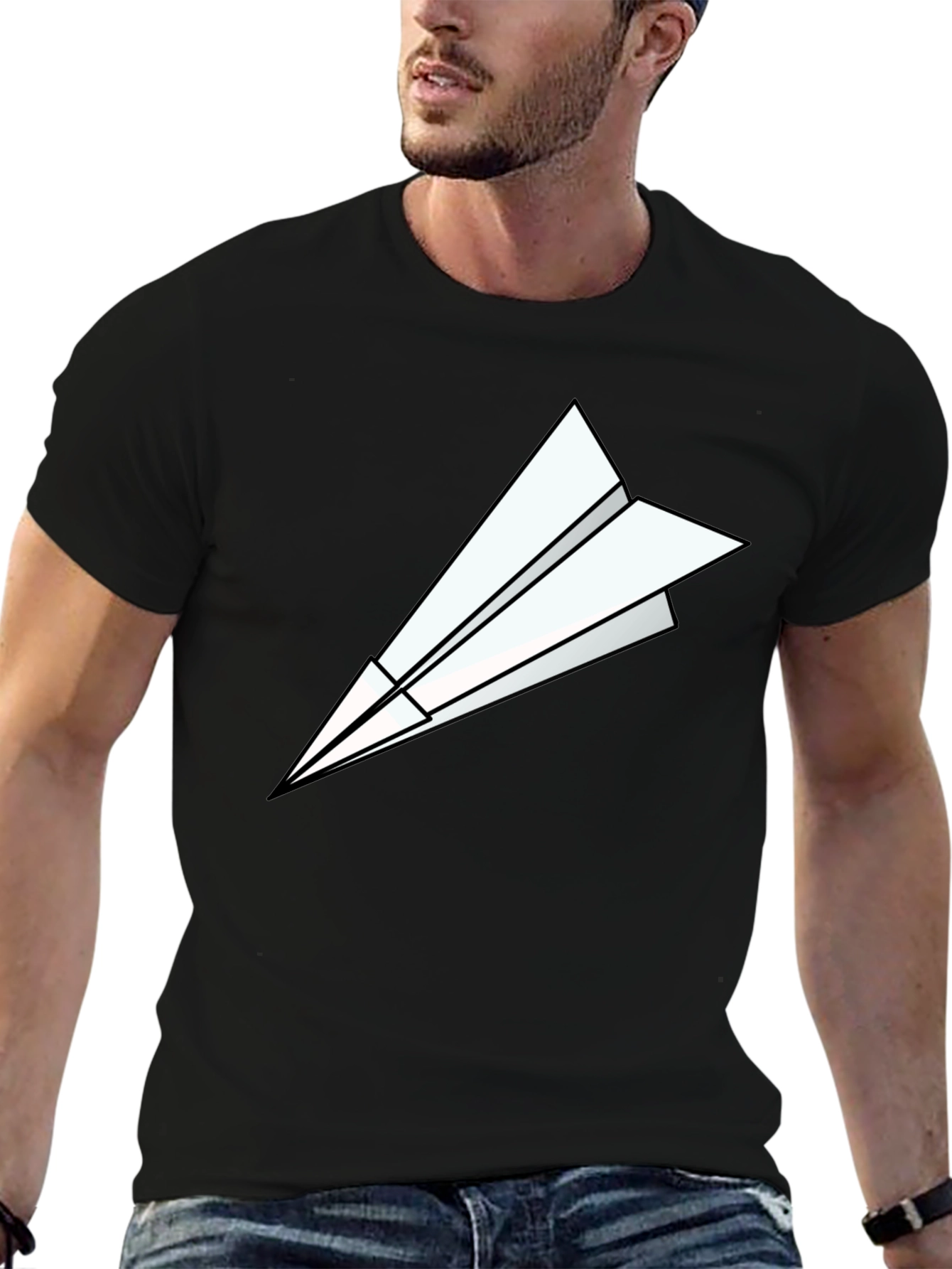 Paper Airplane Graphic Tee - Modern Black T-Shirt