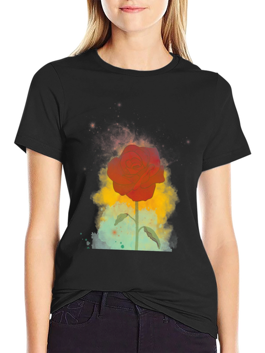 Rose Graphic T-Shirt - Unique Watercolor Design
