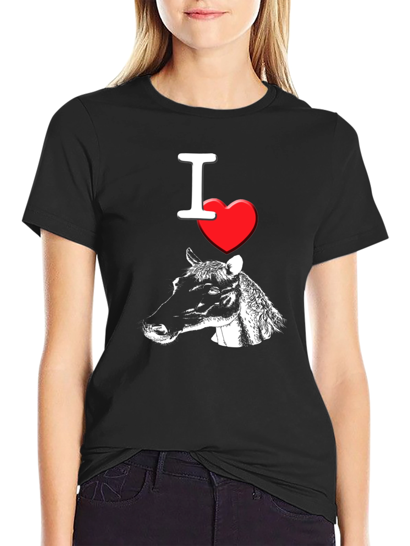 I Heart Cows T-Shirt Black Cotton Graphic Tee