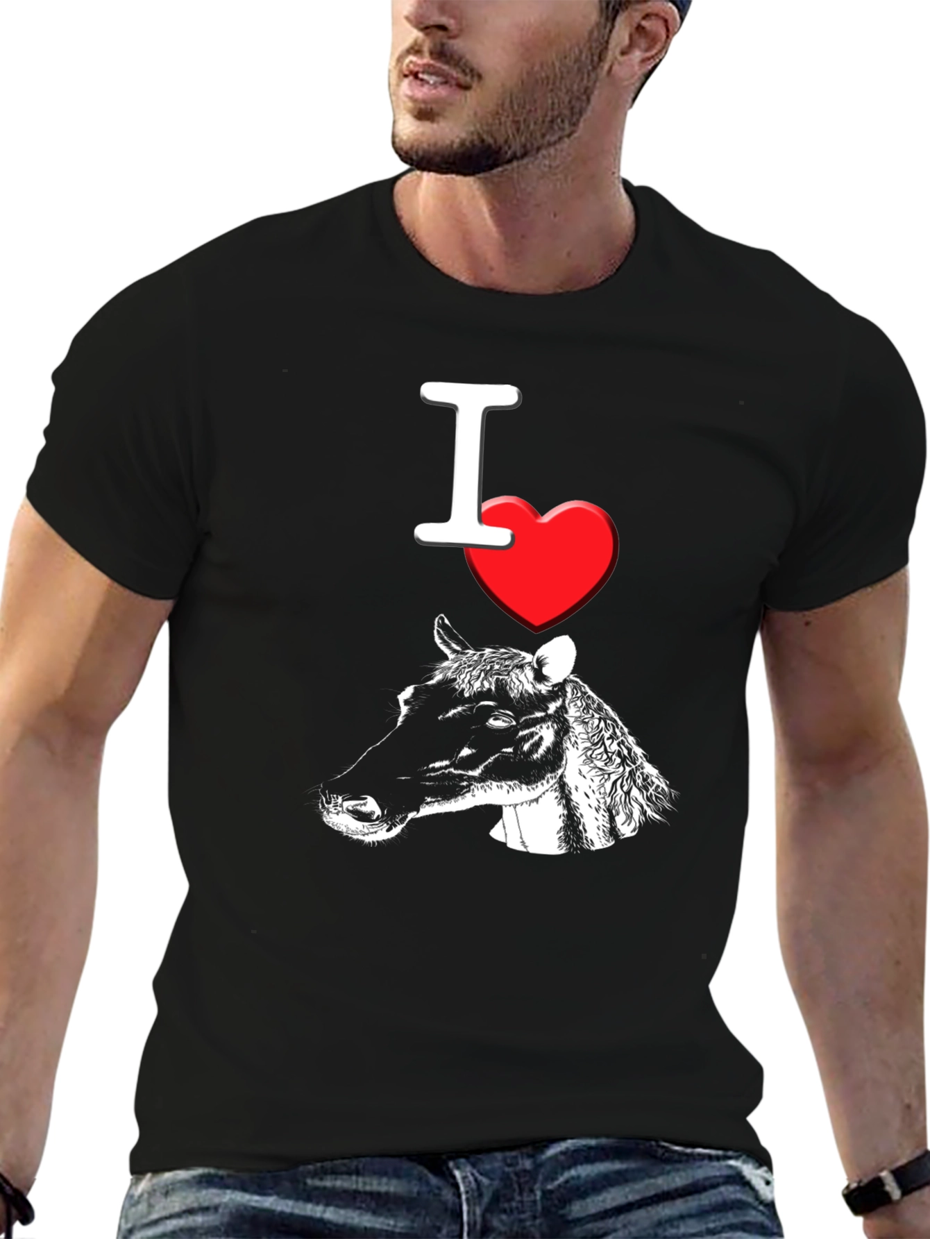 I Heart Cows T-Shirt Black Cotton Graphic Tee