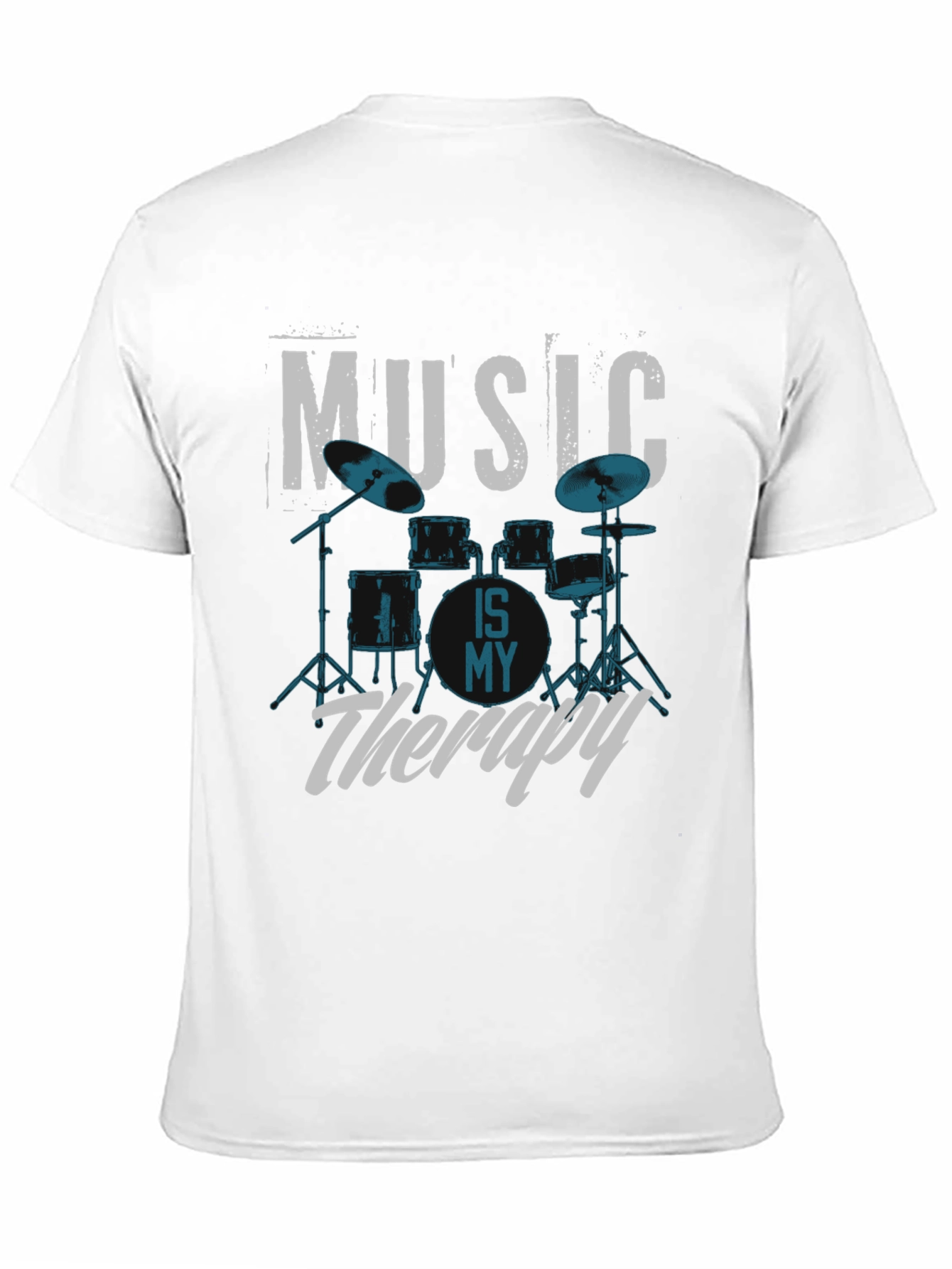 Music is My Therapy Drum Set Graphic T-Shirt