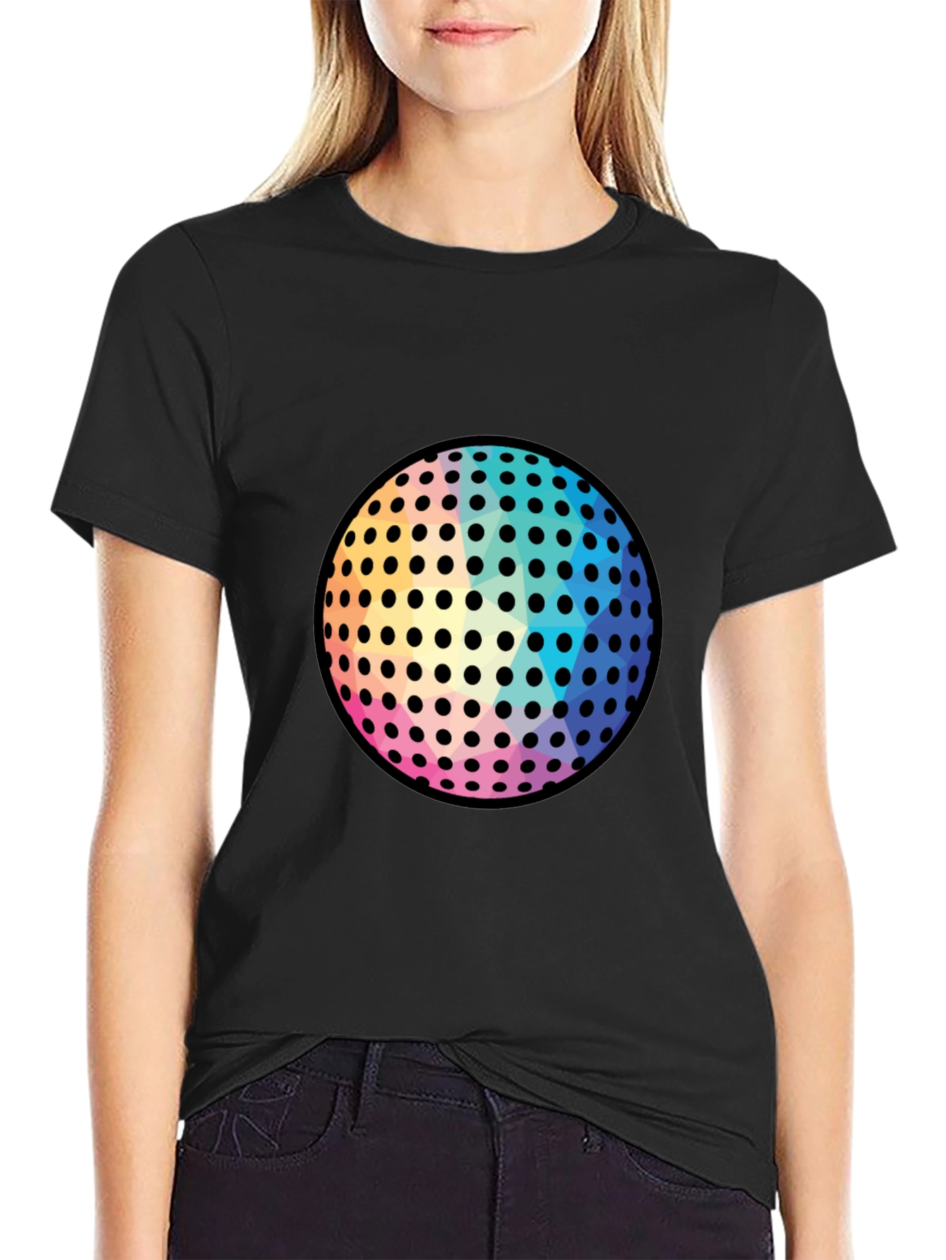 Retro Disco Ball Graphic Tee - Black